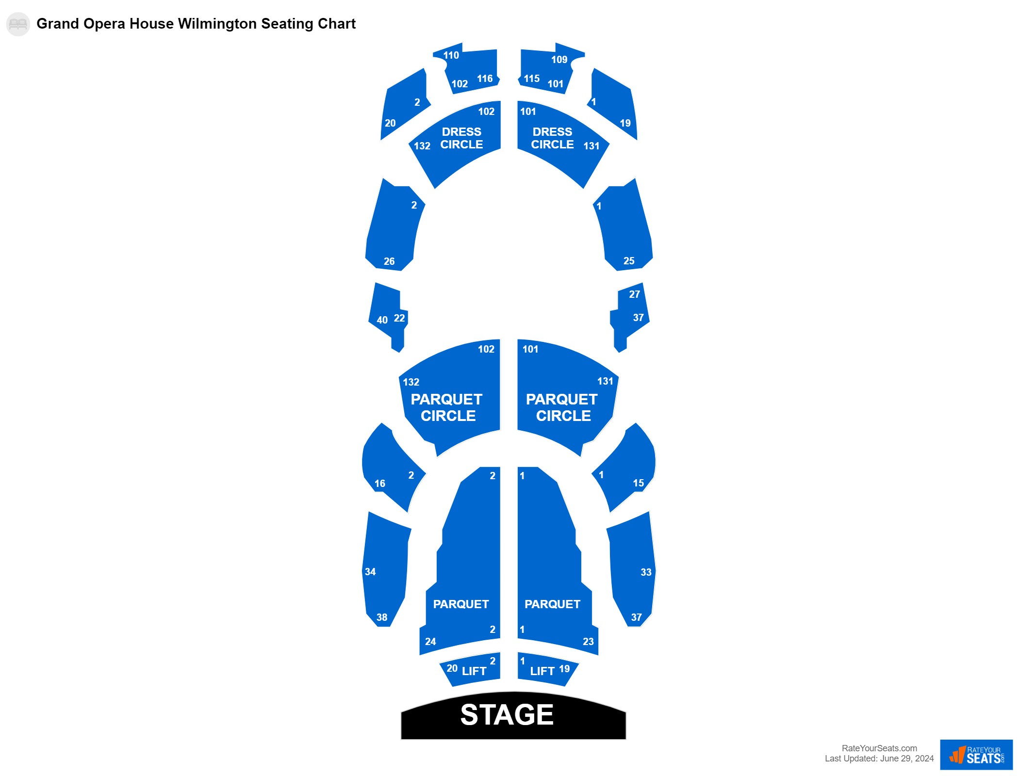 Comedy seating chart at Grand Opera House Wilmington