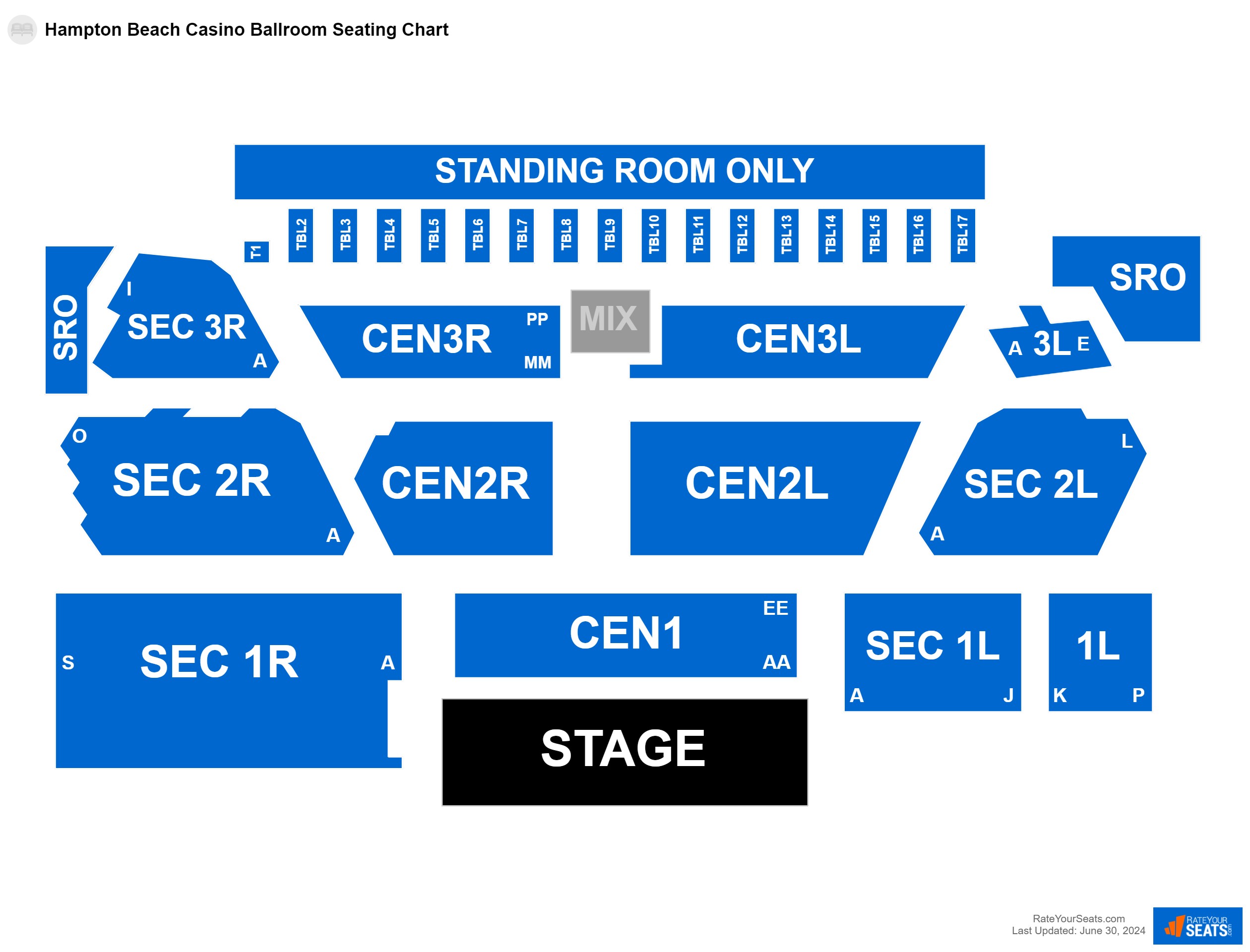 Comedy seating chart at Hampton Beach Casino Ballroom