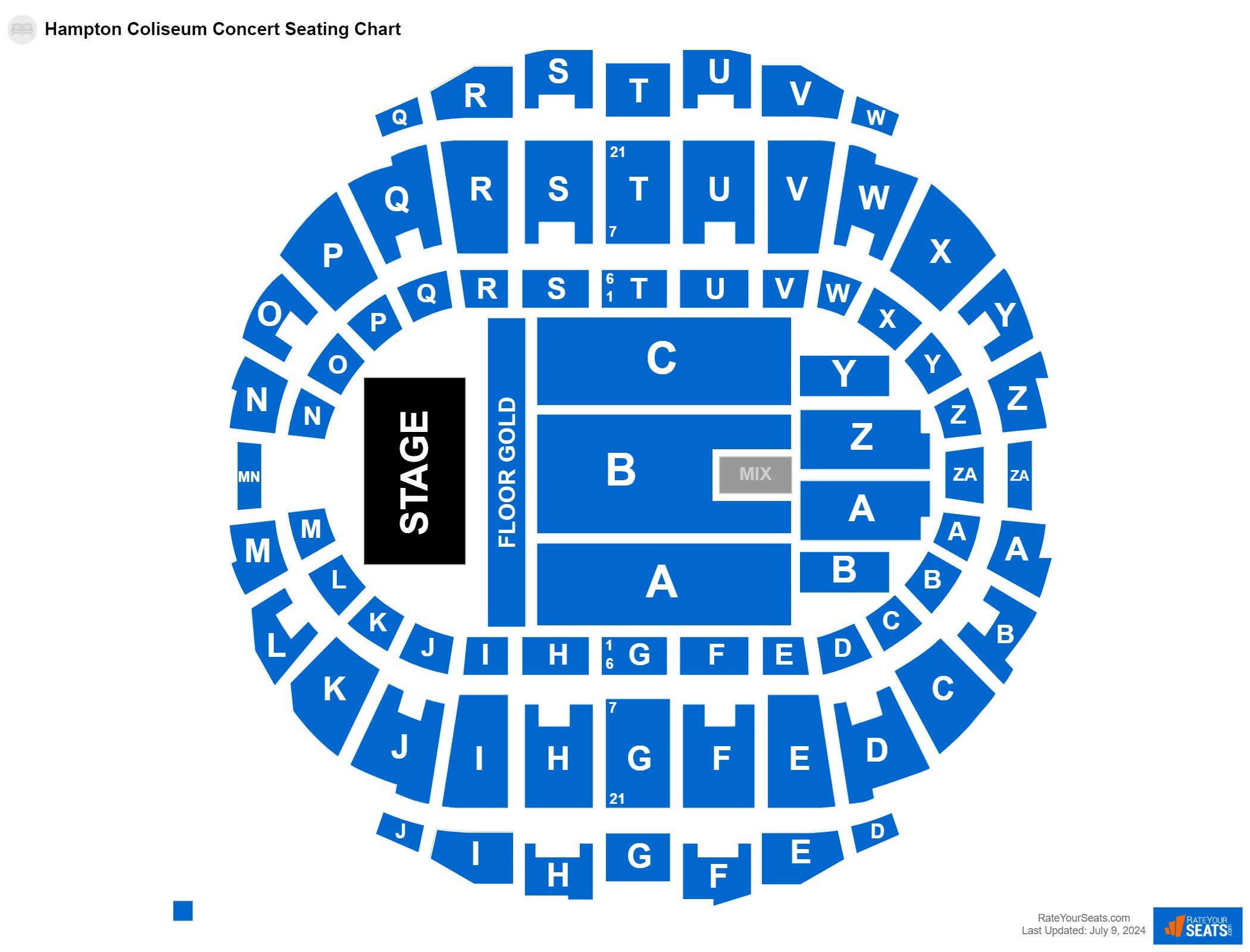 Concert seating chart at Hampton Coliseum