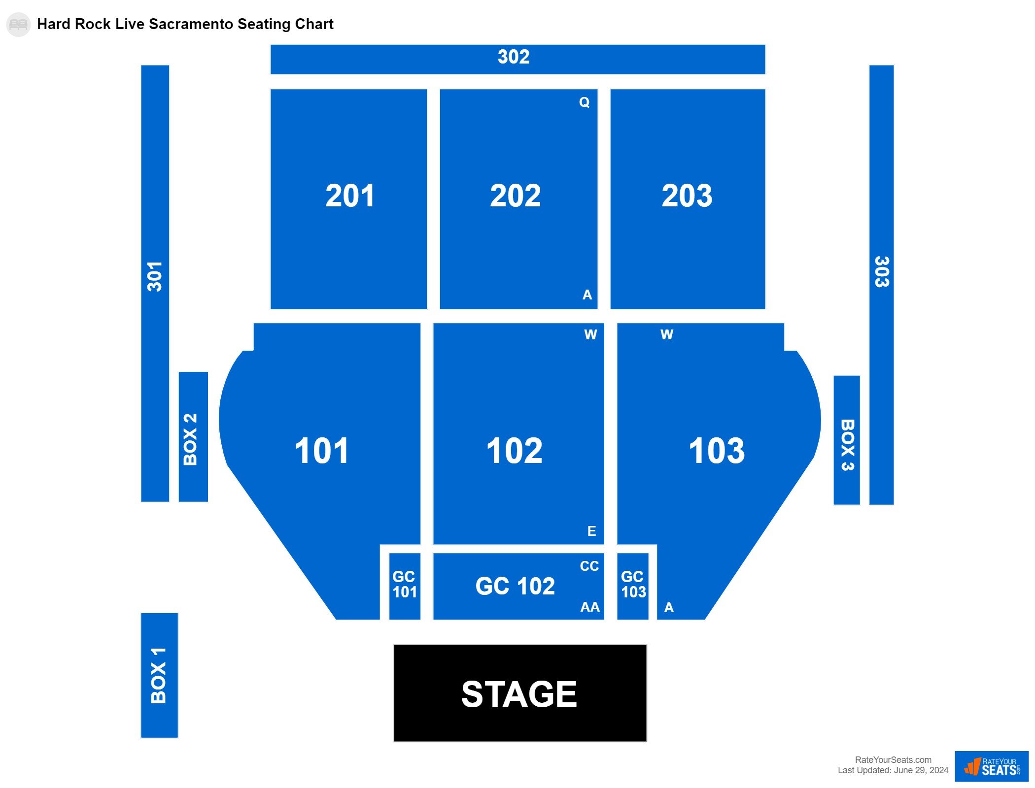 Comedy seating chart at Hard Rock Live Sacramento