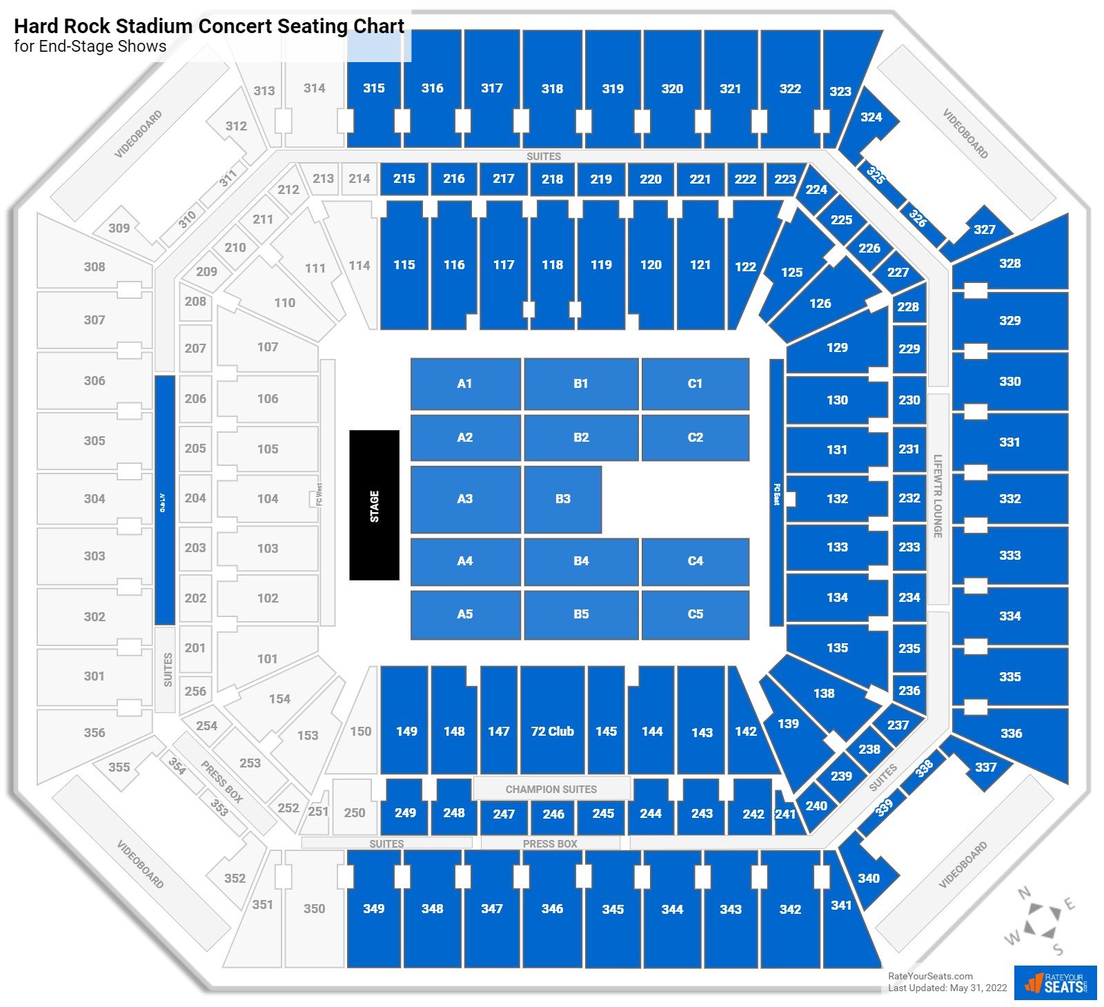 Hard Rock Stadium Concert Seating Chart For End Stage Shows 