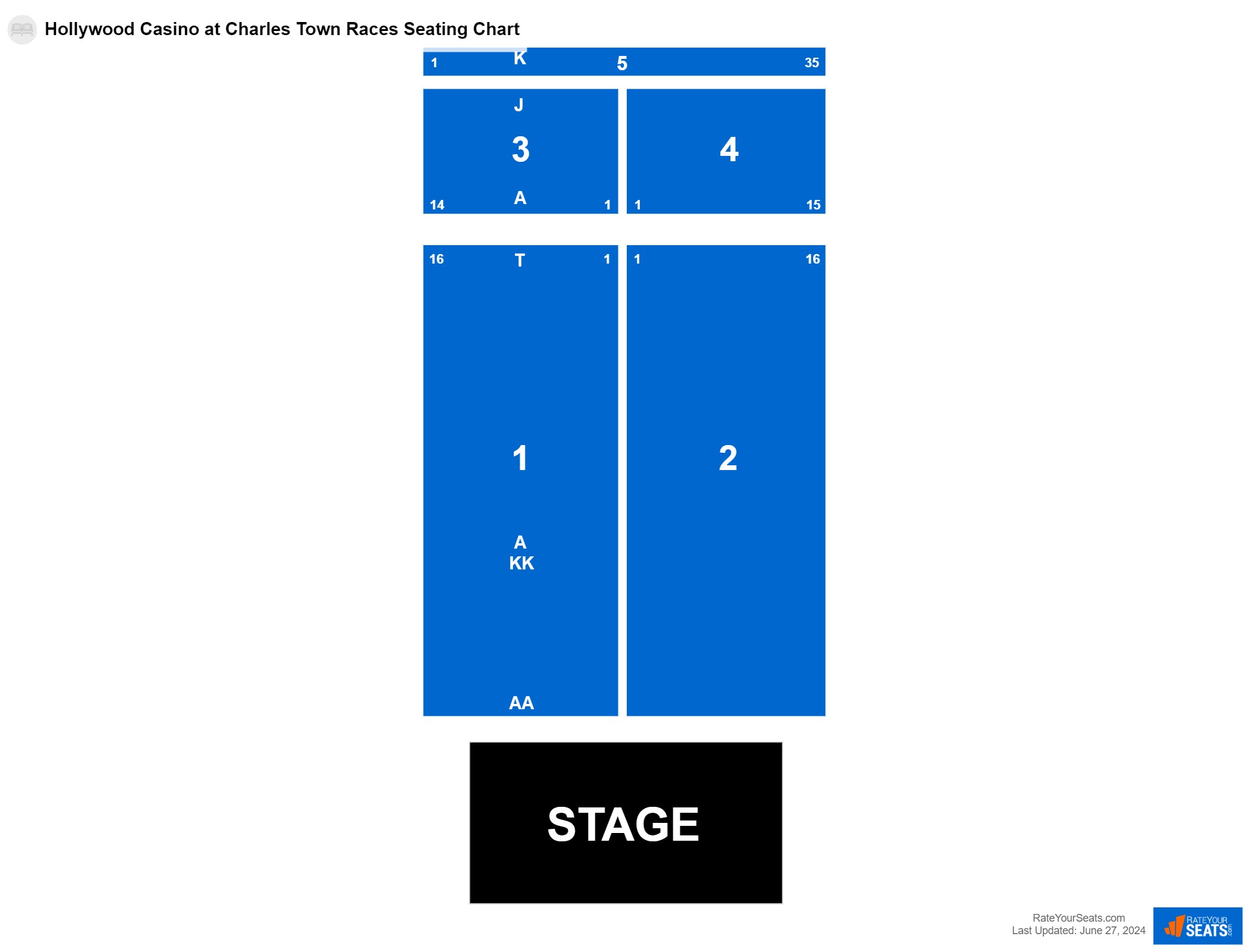 Comedy seating chart at Hollywood Casino at Charles Town Races