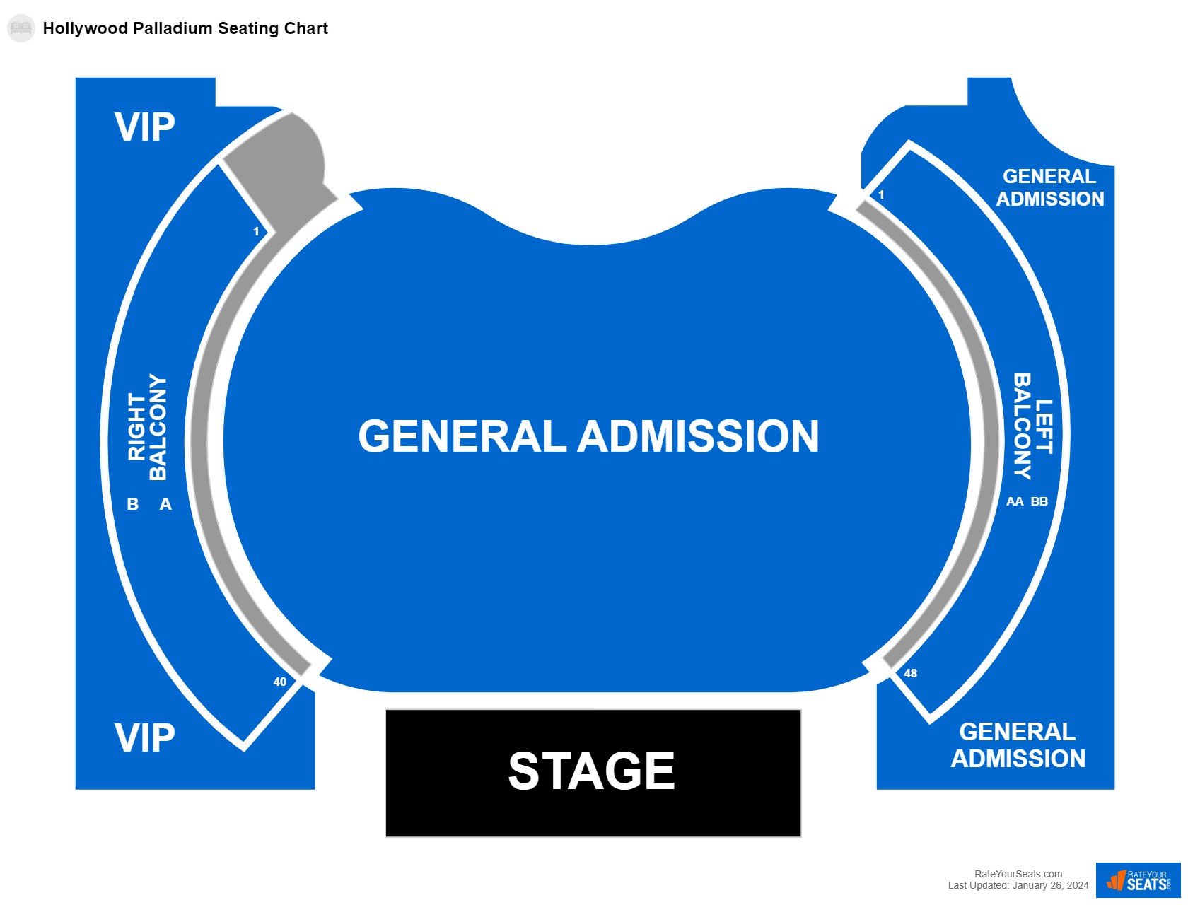 Concert seating chart at Hollywood Palladium