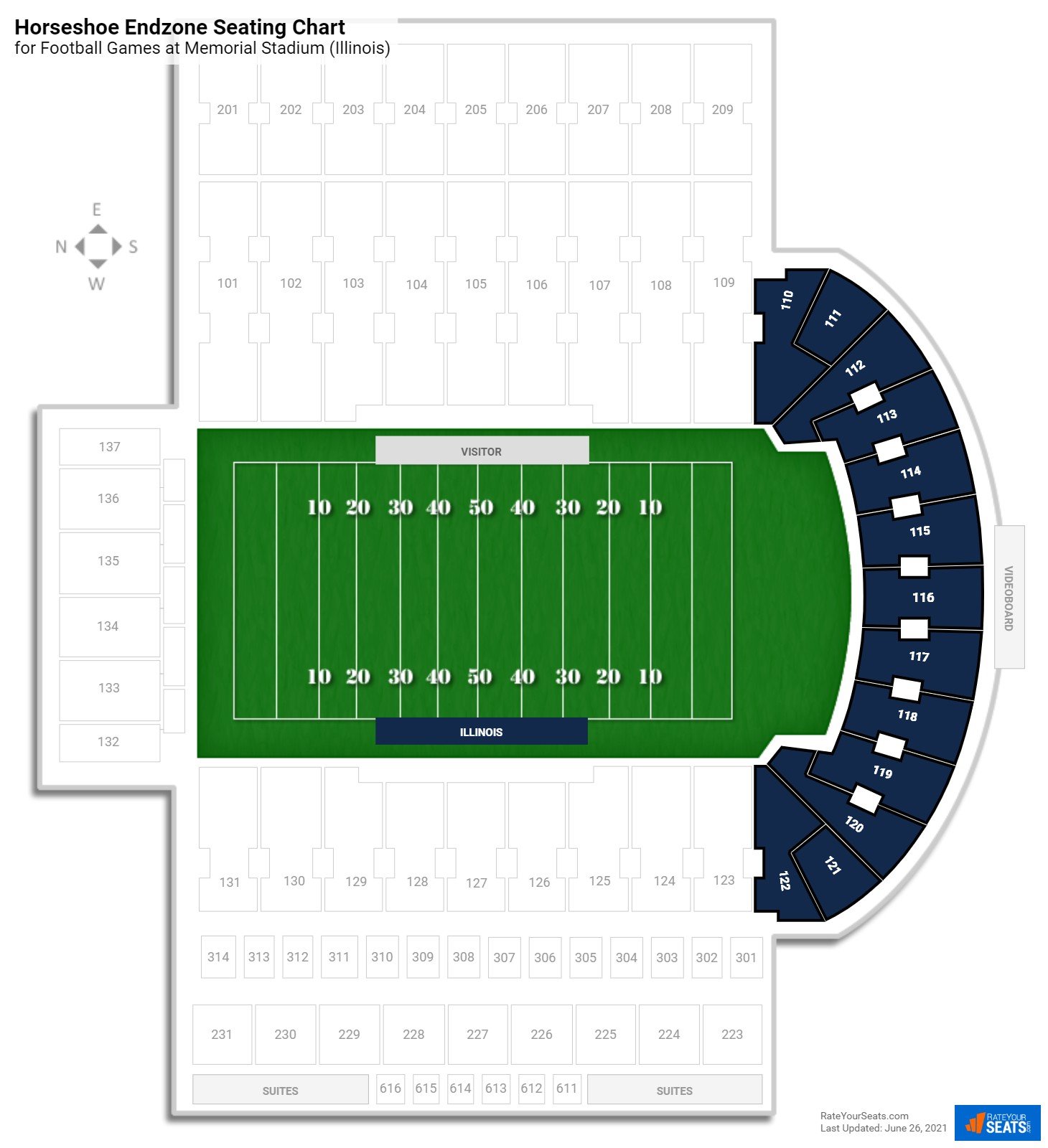 Memorial Stadium (Illinois) Horseshoe Endzone - RateYourSeats.com