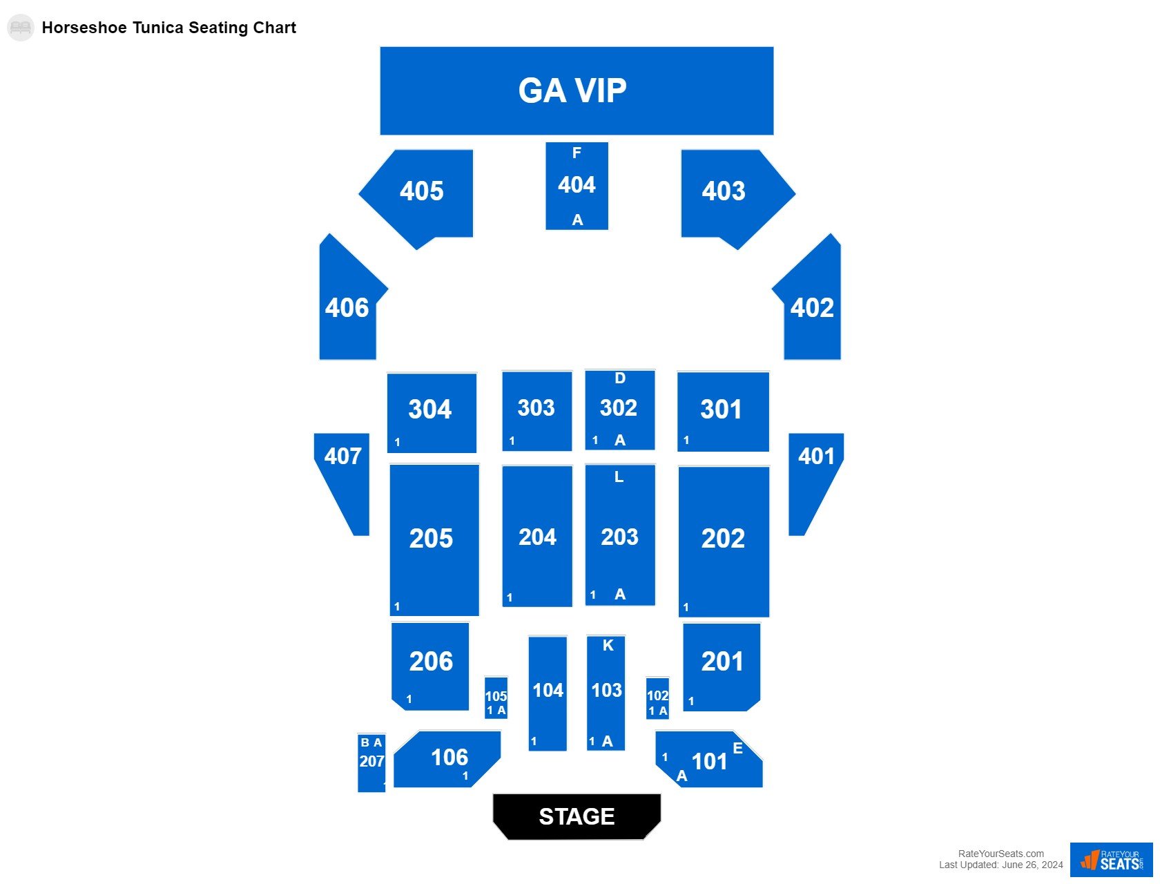 Concert seating chart at Horseshoe Casino - Bluesville