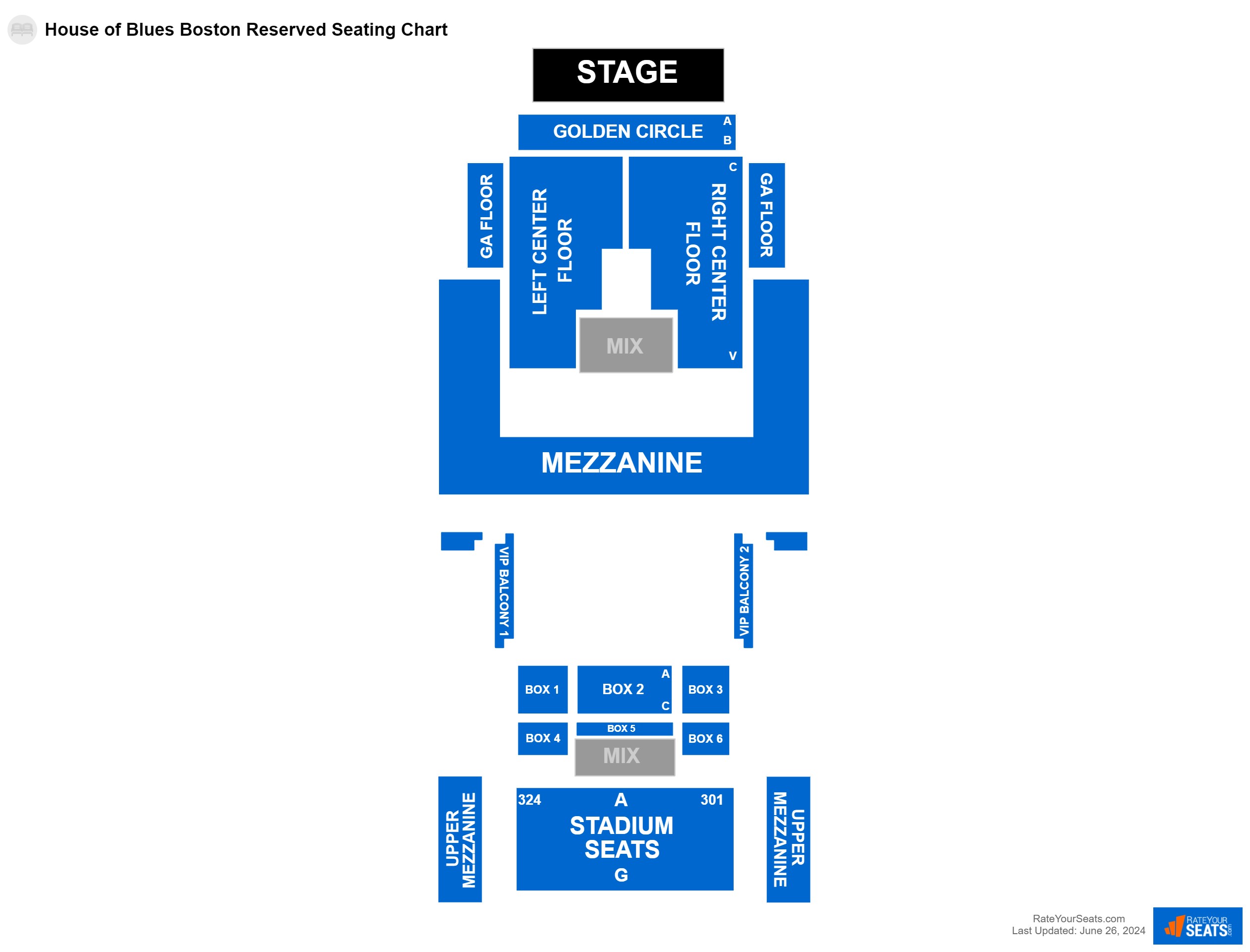 Comedy seating chart at House of Blues Boston