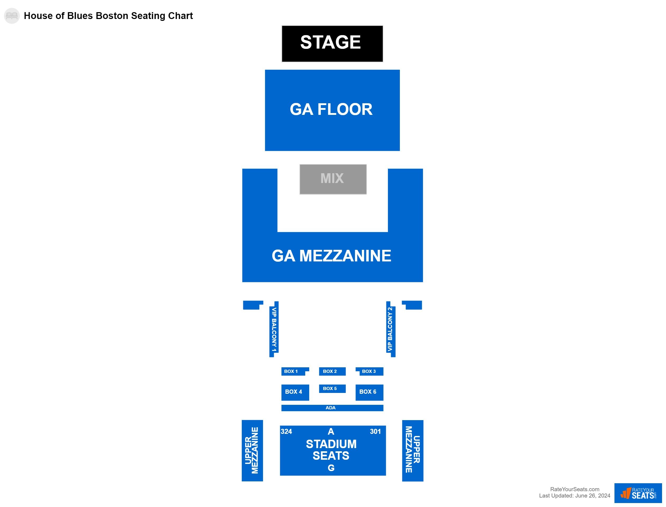 Concert seating chart at House of Blues Boston