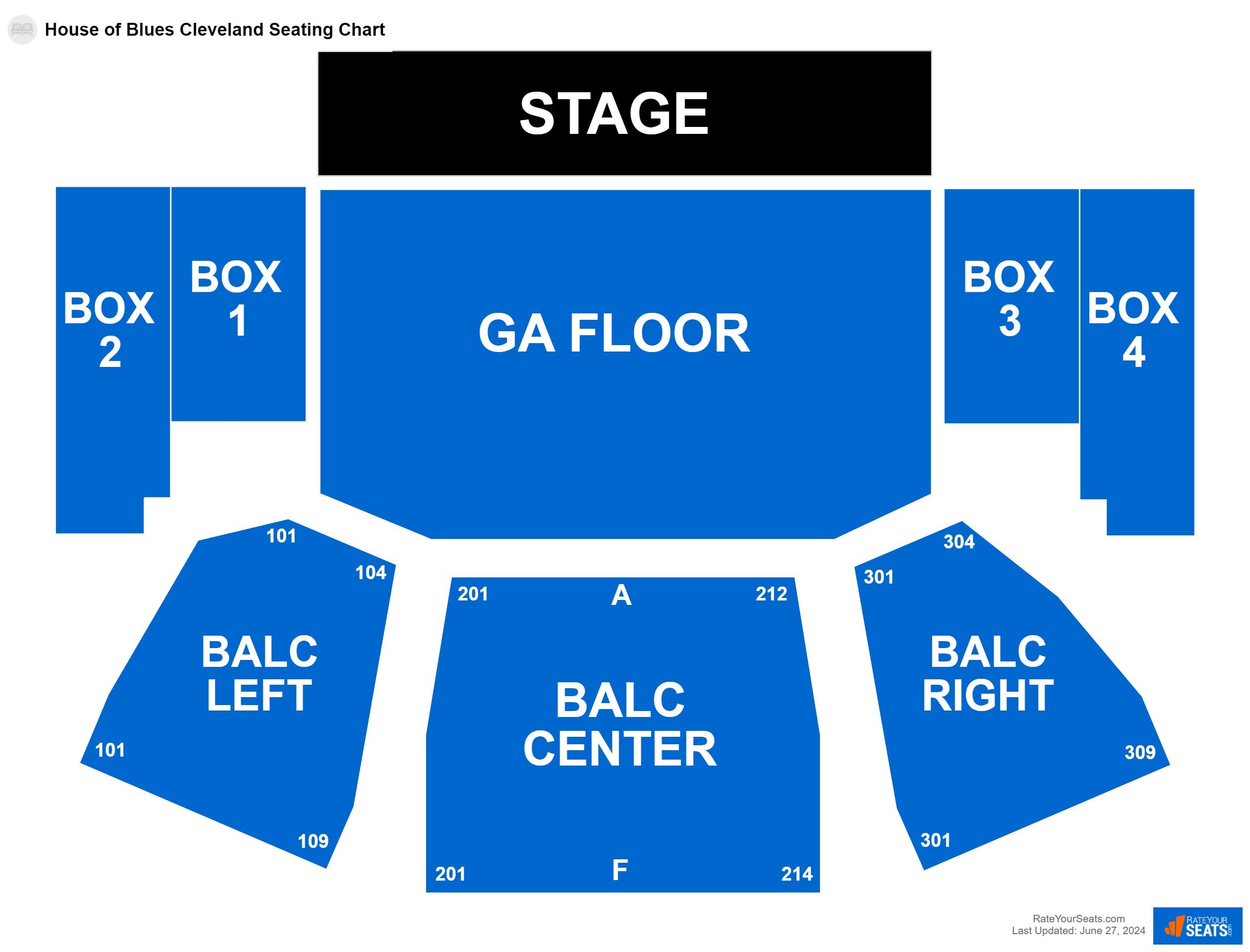 Concert seating chart at House of Blues Cleveland