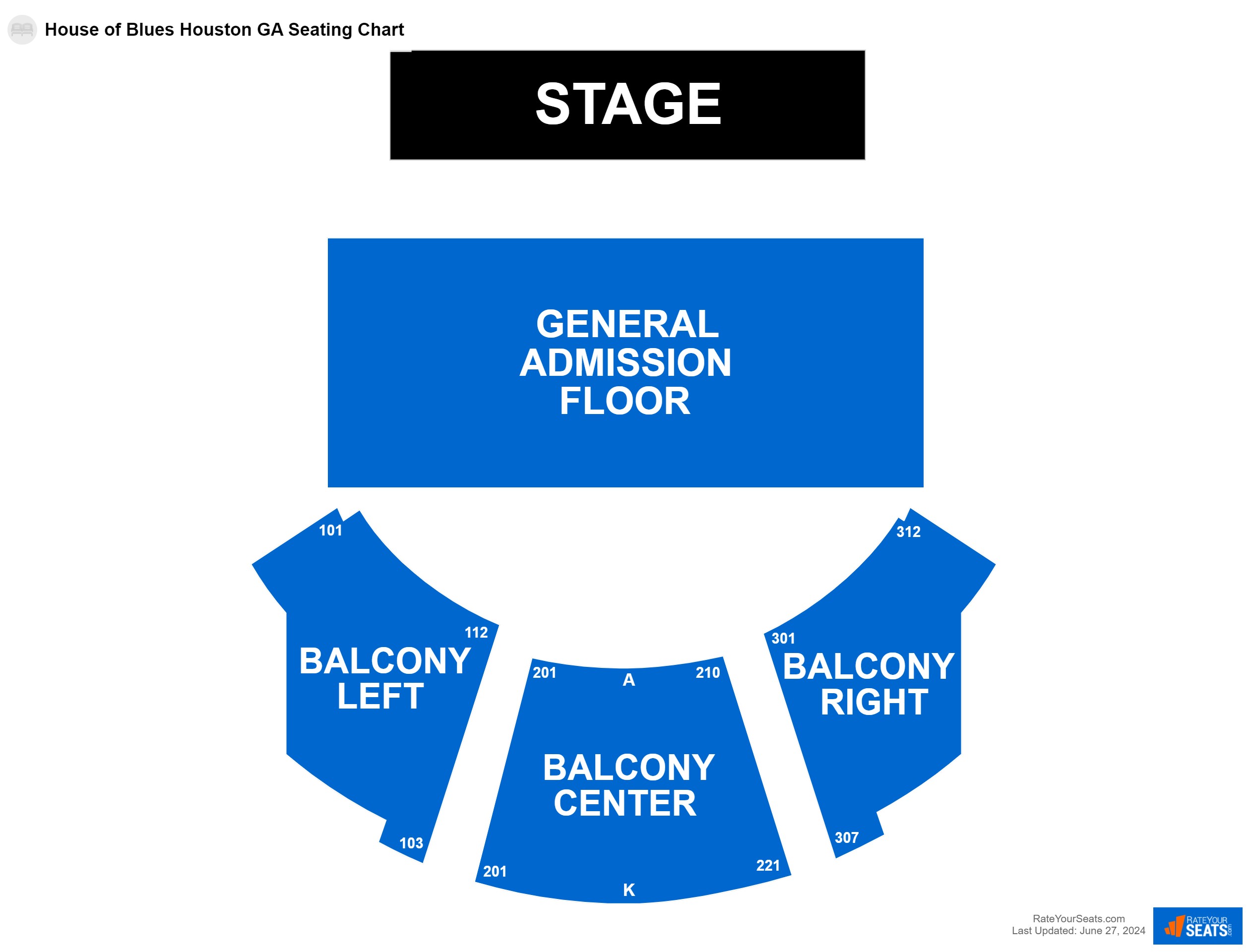 Concert seating chart at House of Blues Houston