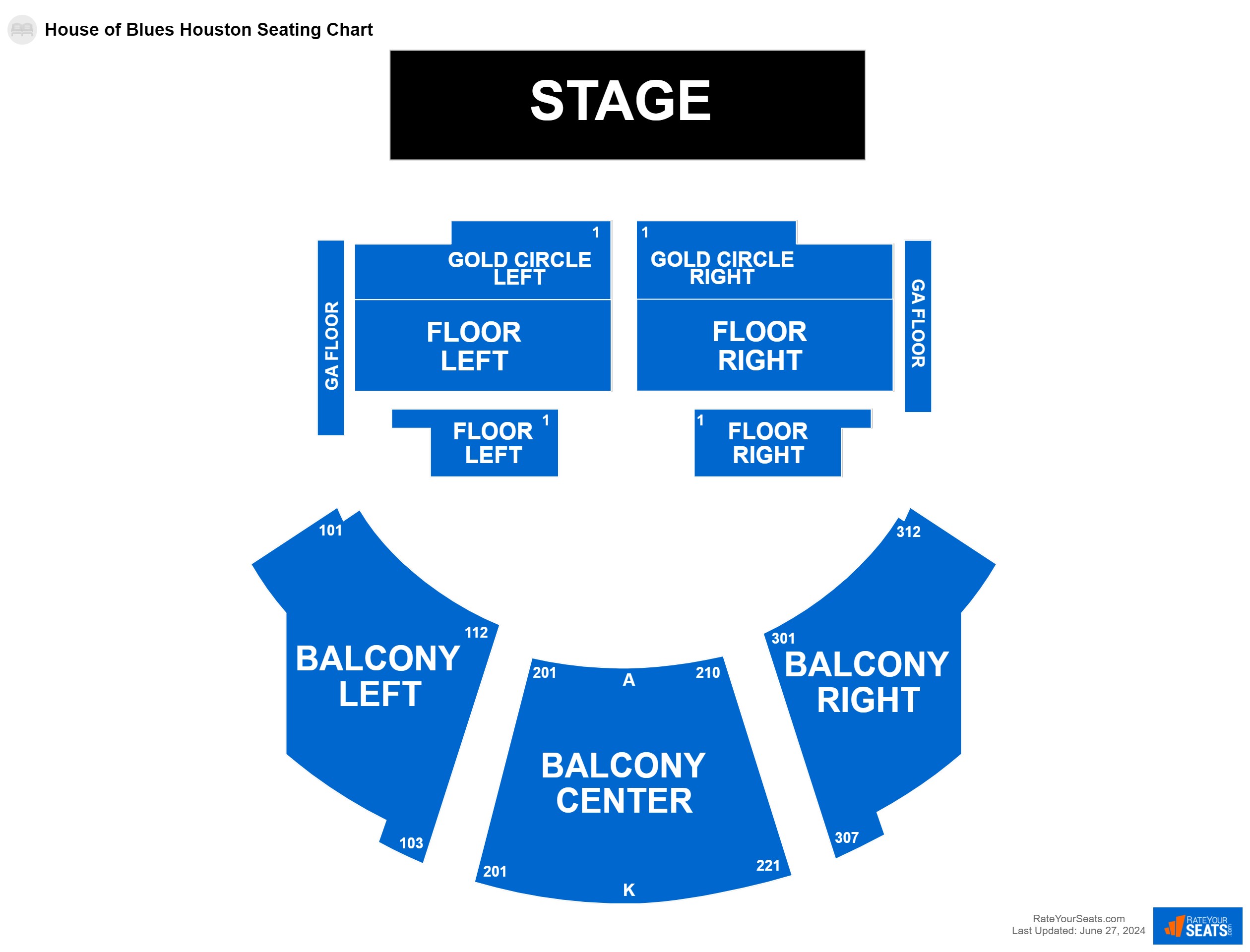 Comedy seating chart at House of Blues Houston