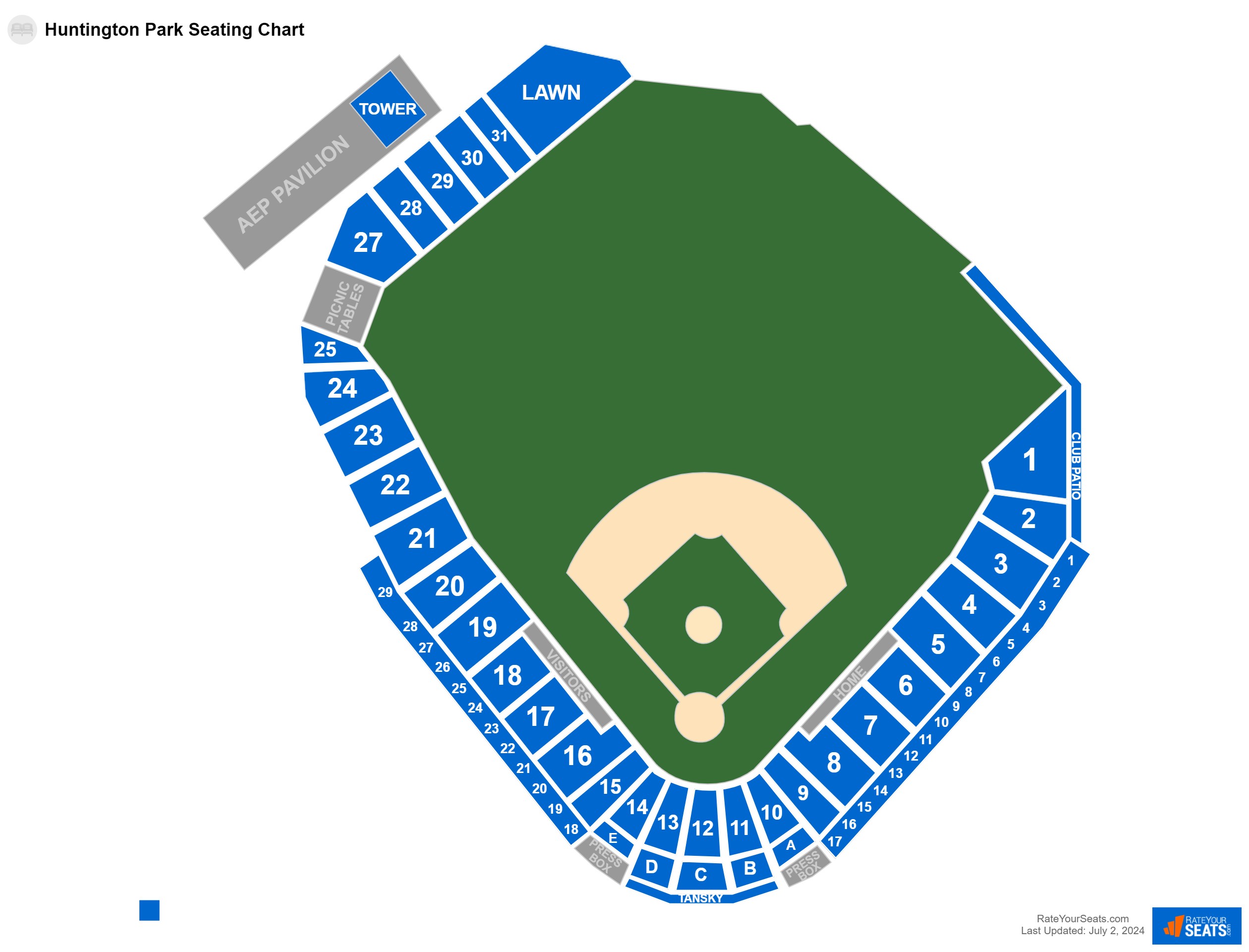 Baseball seating chart at Huntington Park