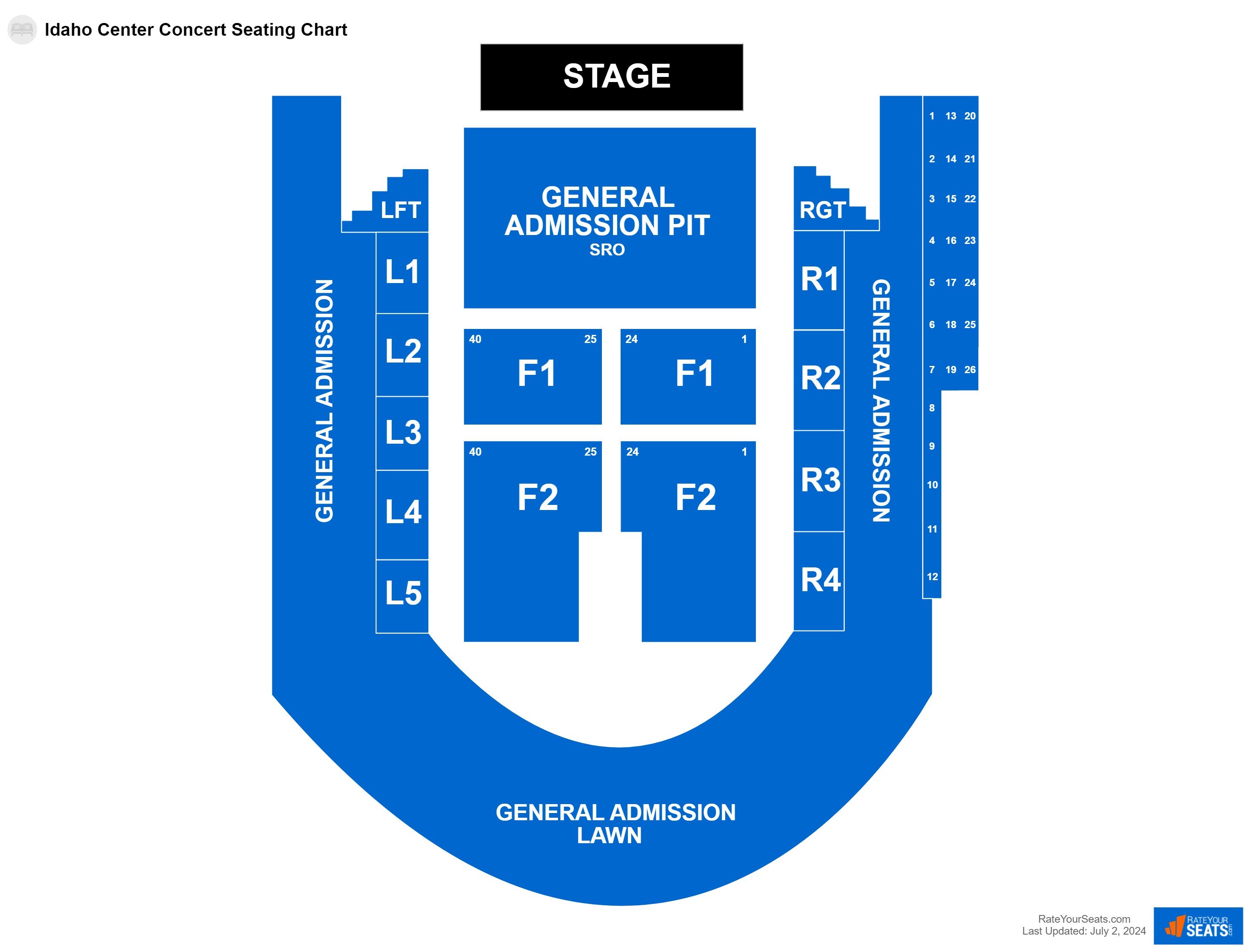 Concert seating chart at Ford Idaho Center