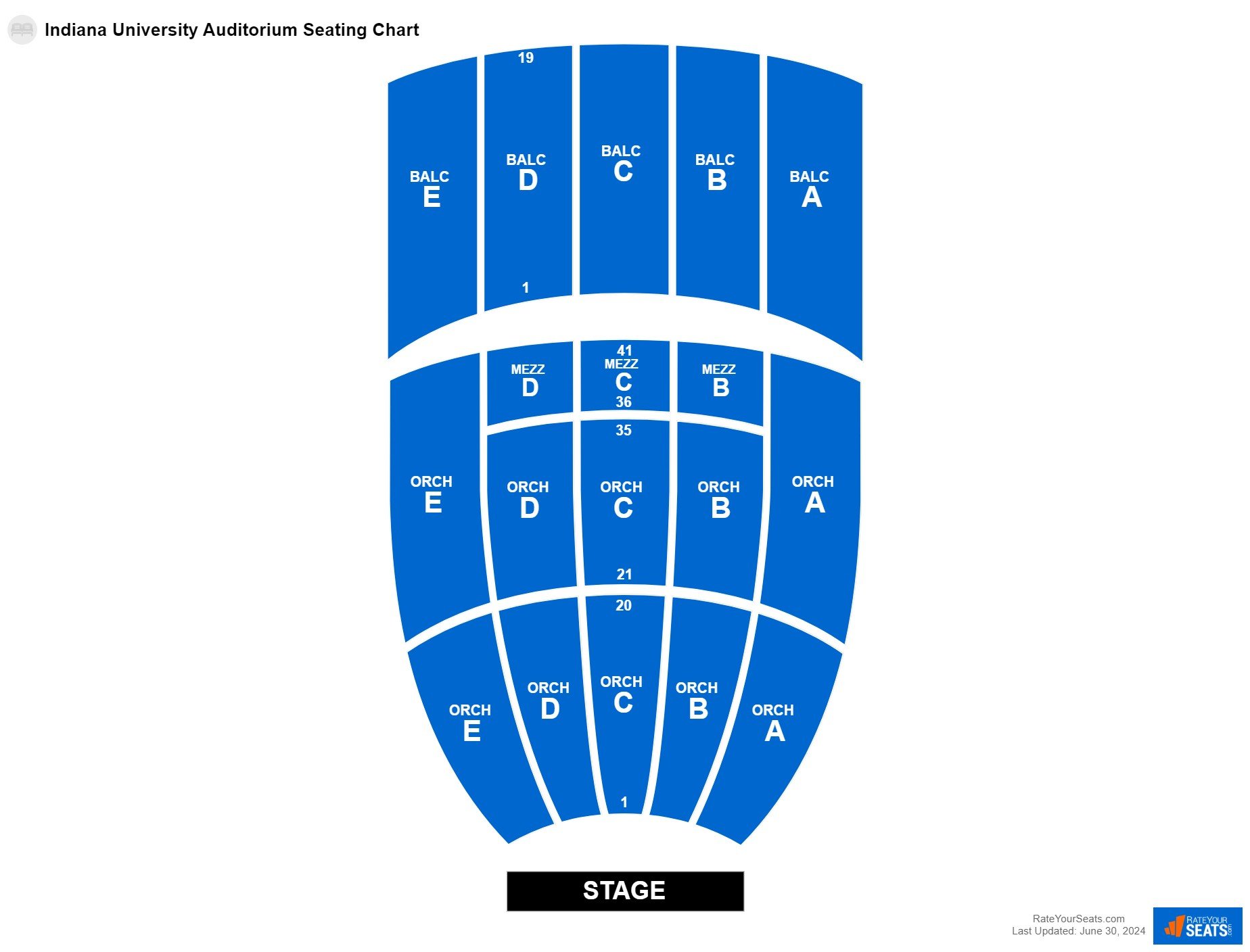 Concert seating chart at Indiana University Auditorium