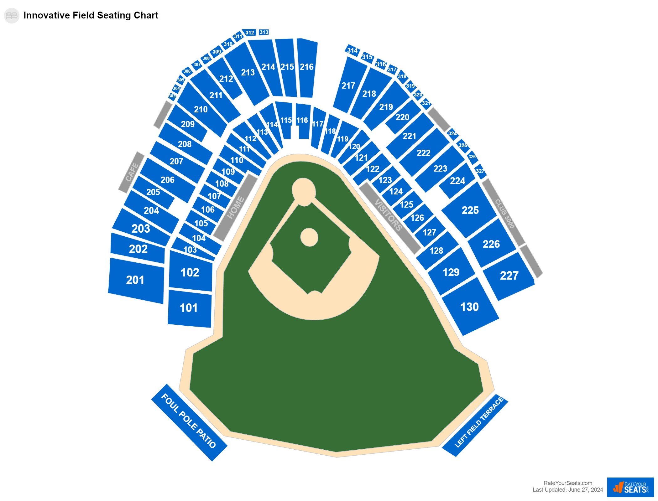 Baseball seating chart at Innovative Field