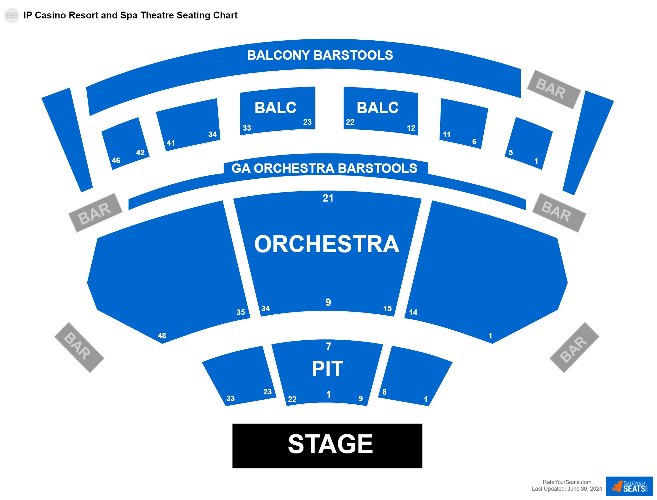 Concert seating chart at IP Casino Resort and Spa