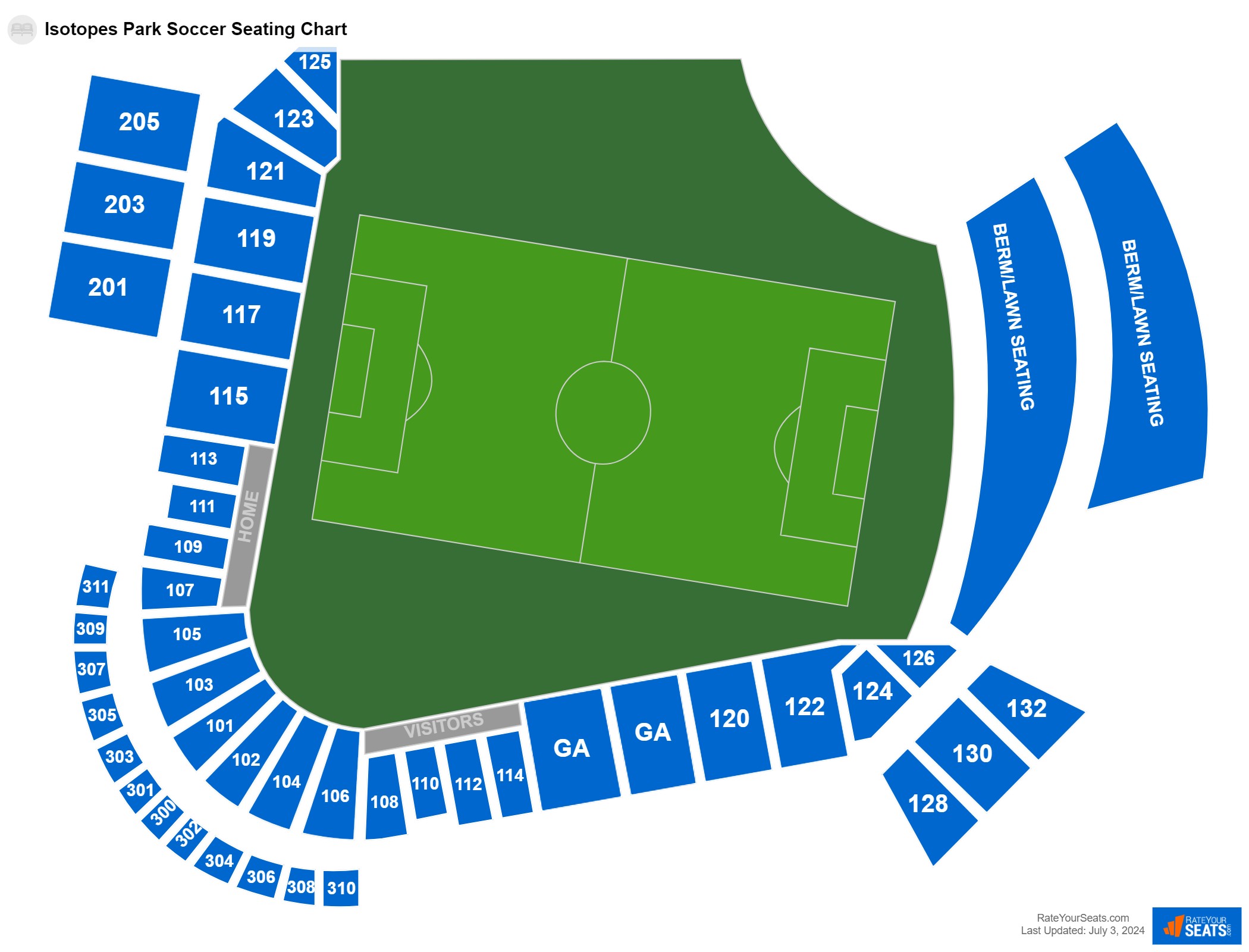 Soccer seating chart at Isotopes Park