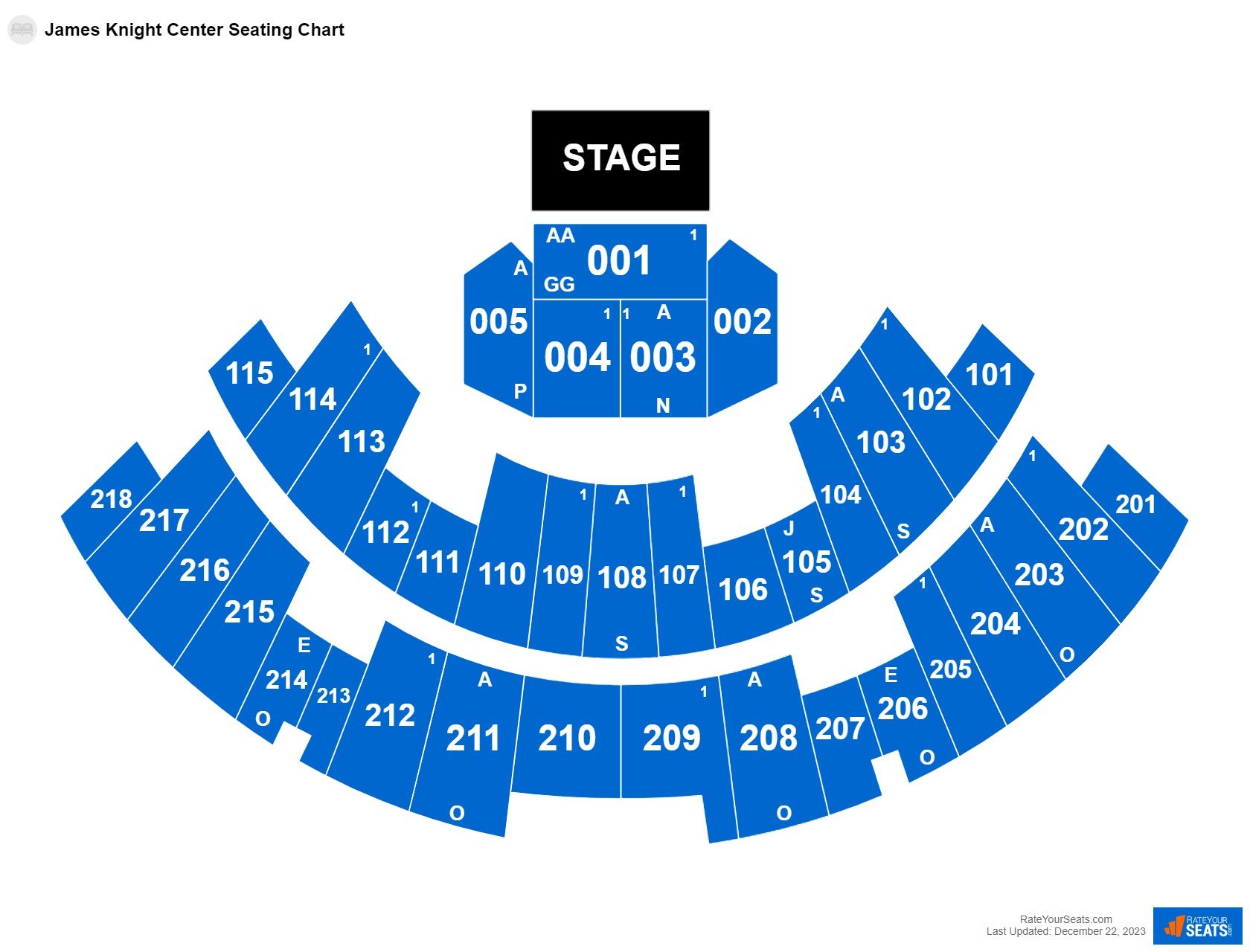 Concert seating chart at James Knight Center
