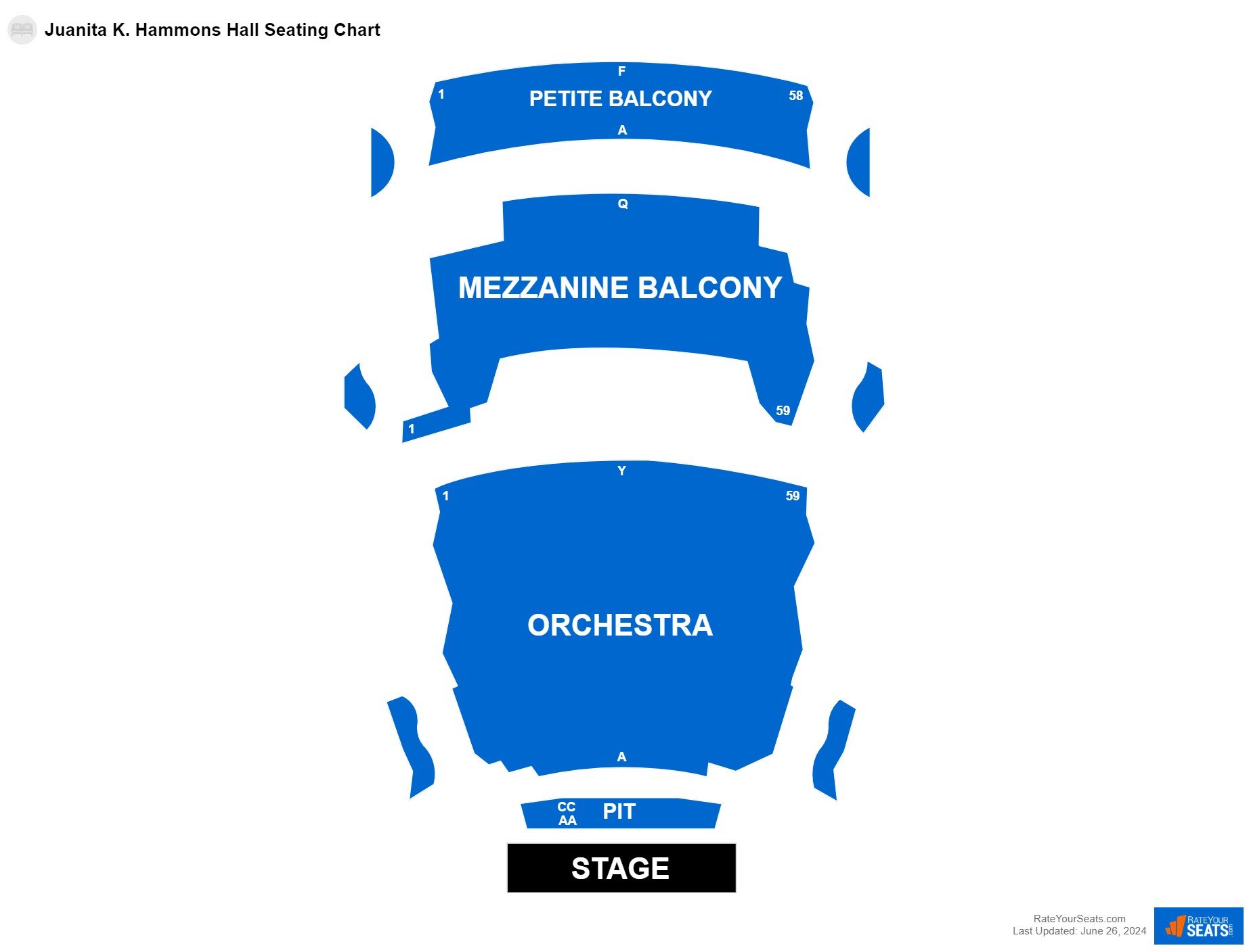 Comedy seating chart at Juanita K. Hammons Hall