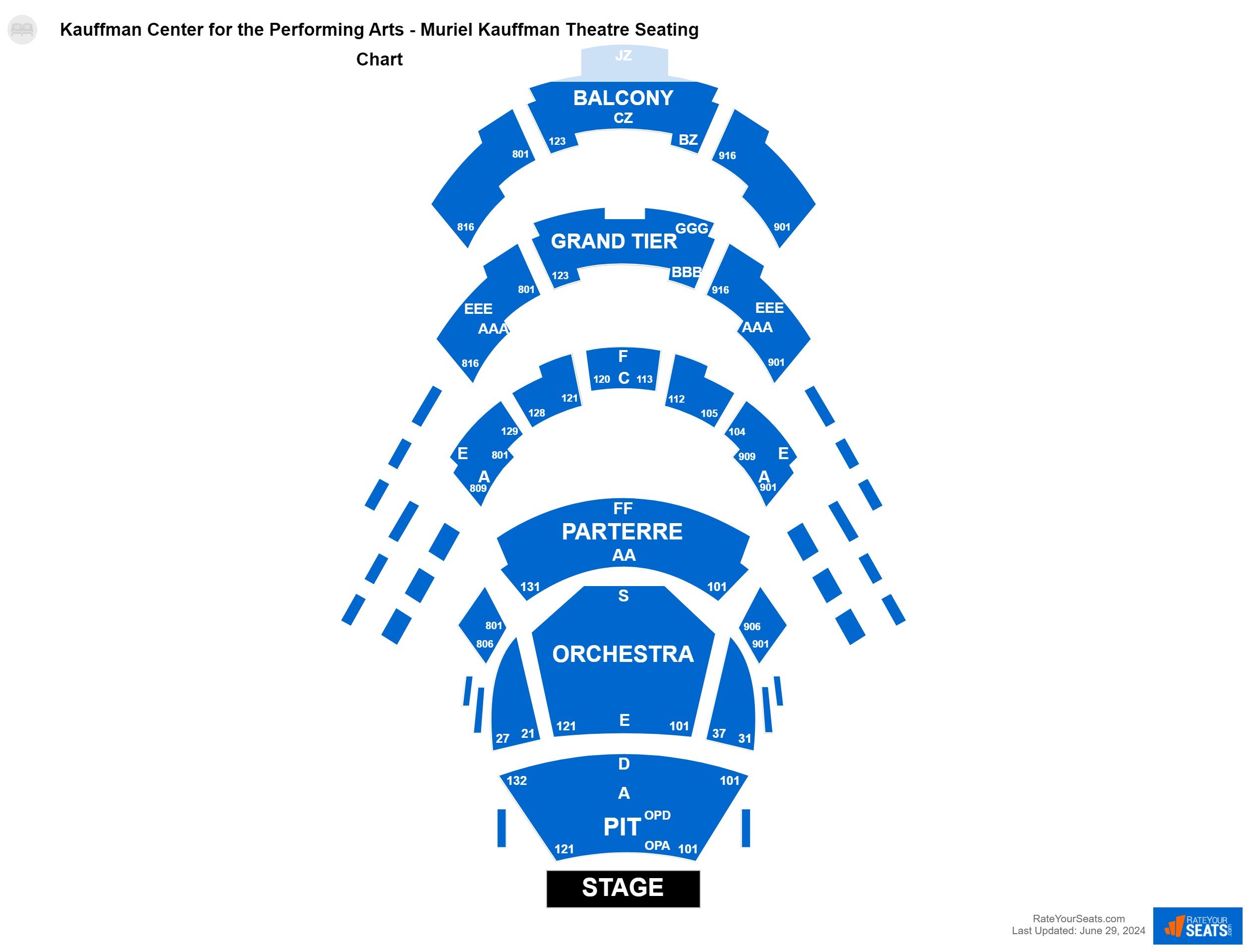 Concert seating chart at Kauffman Center for the Performing Arts - Muriel Kauffman Theatre