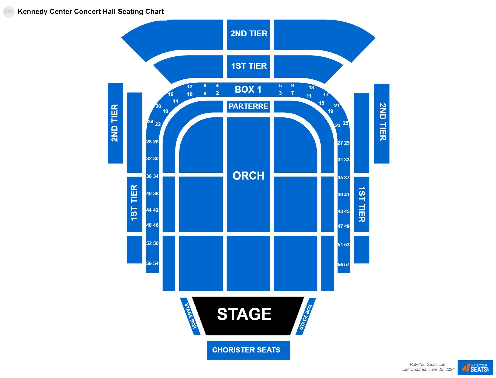 Comedy seating chart at Kennedy Center Concert Hall