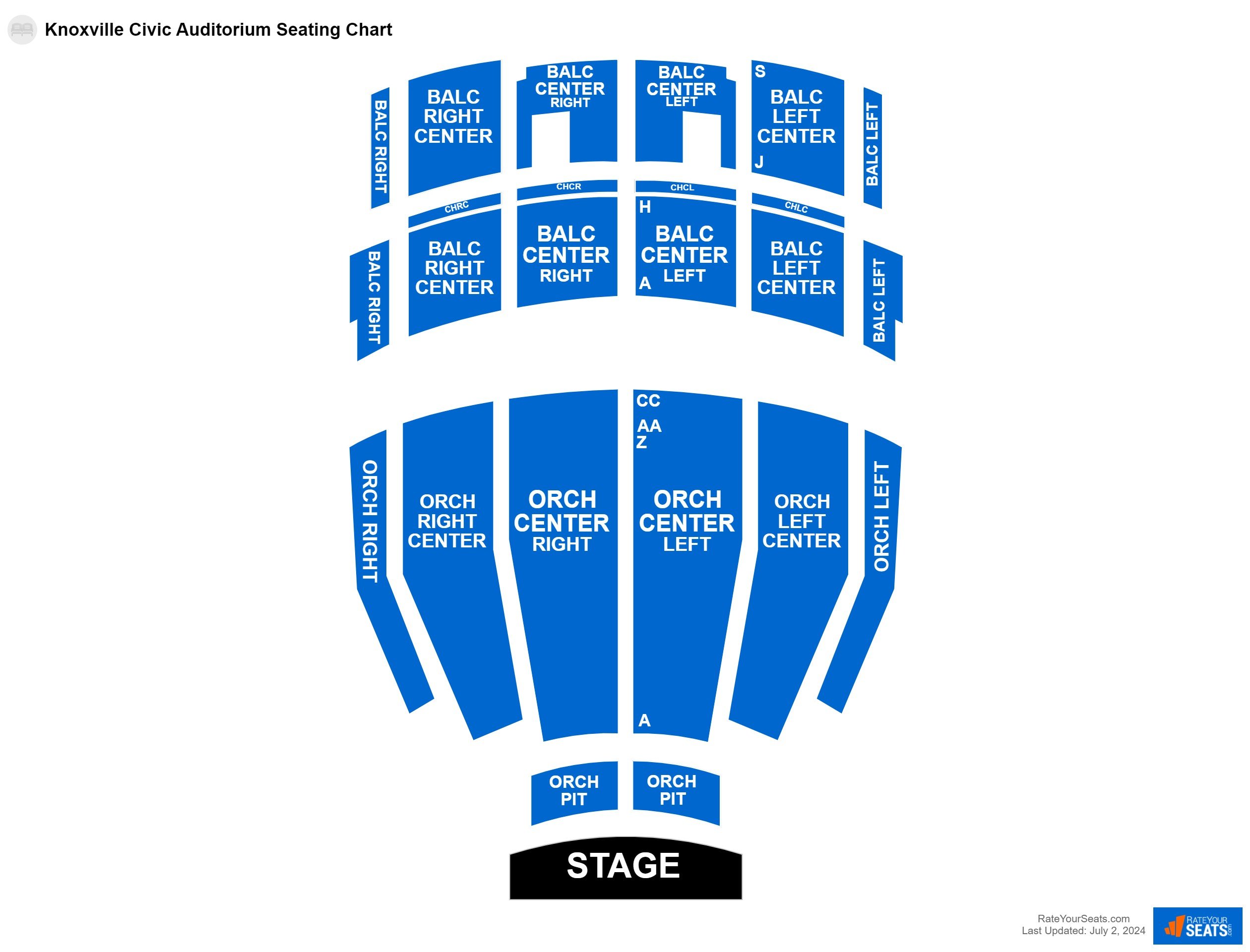 Comedy seating chart at Knoxville Civic Auditorium