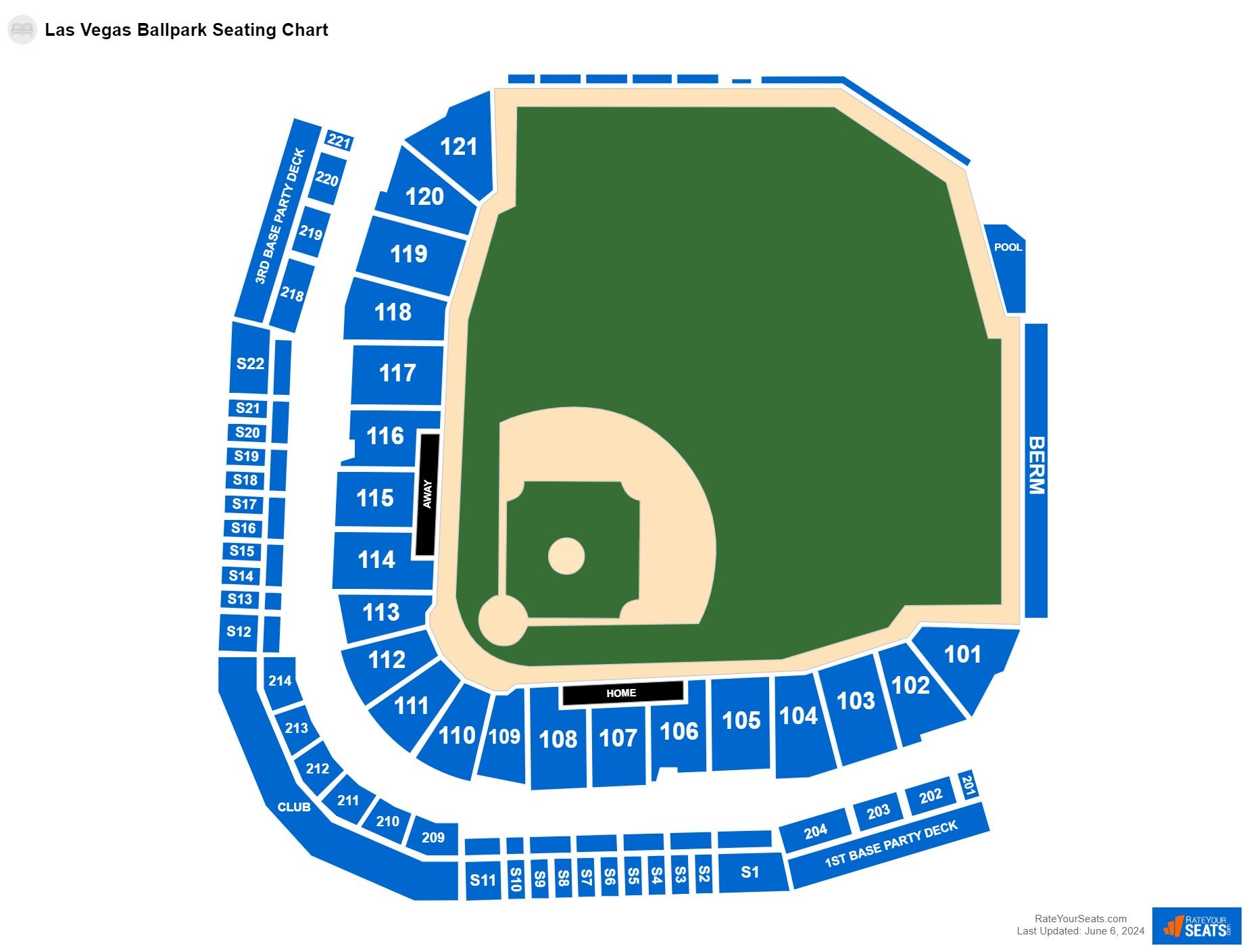 Baseball seating chart at Las Vegas Ballpark