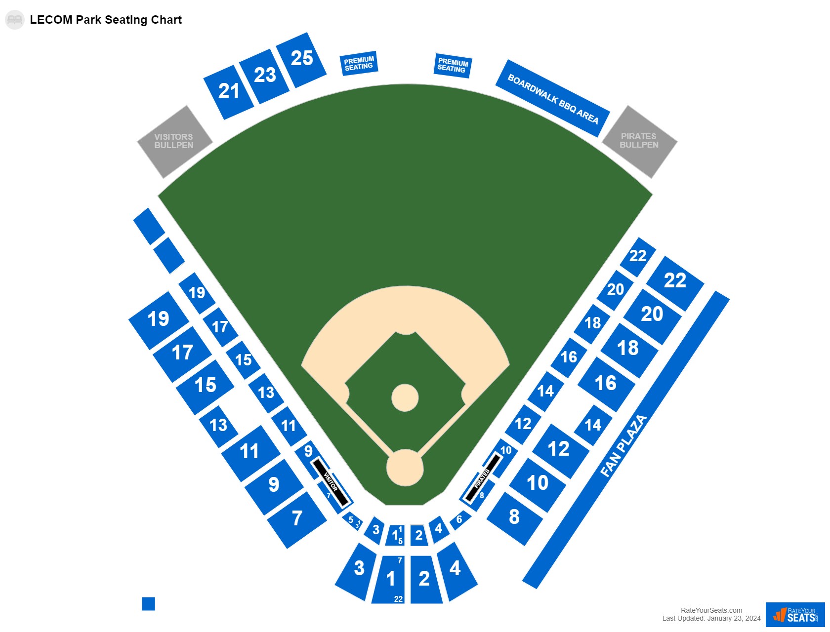 Baseball seating chart at LECOM Park