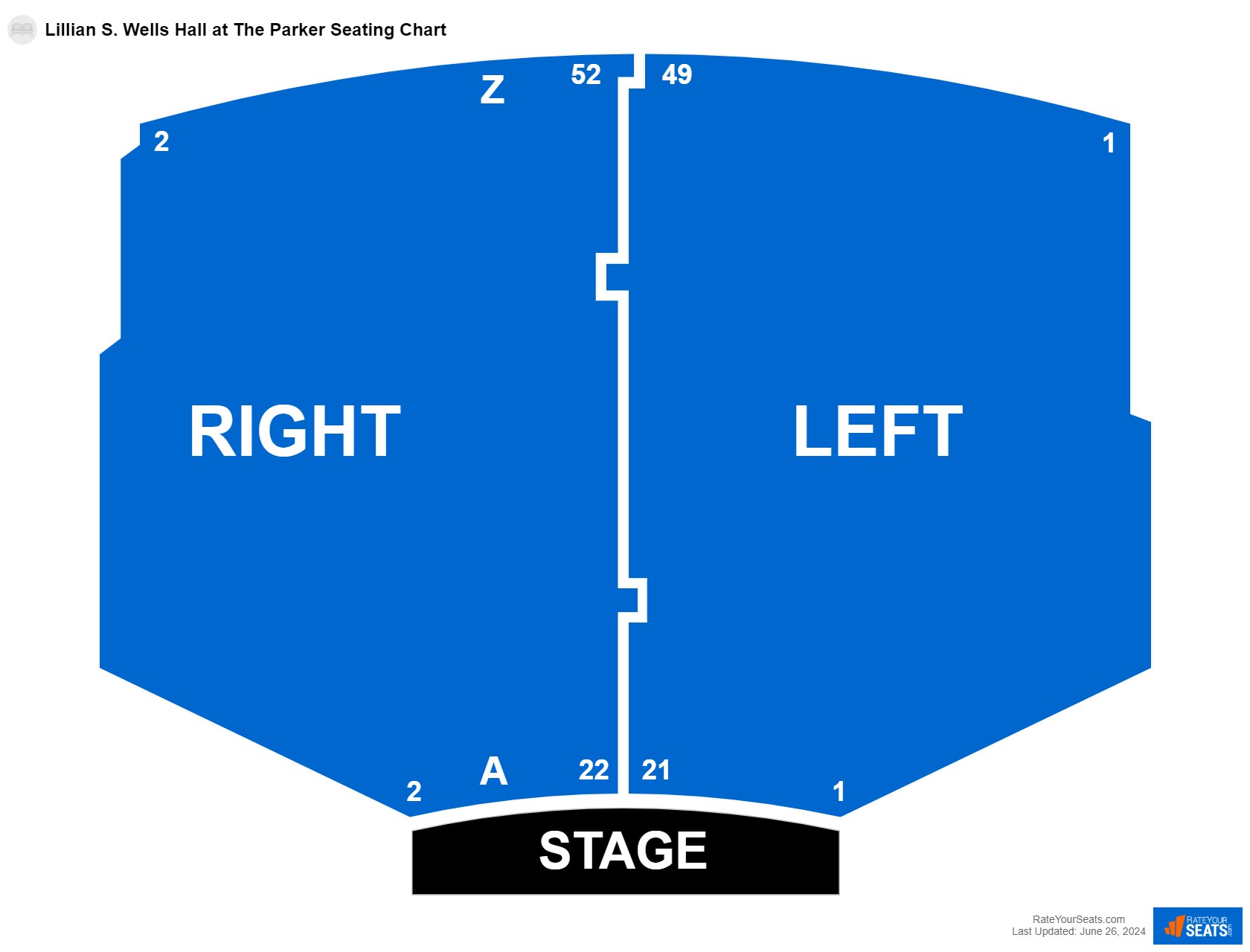 Circus seating chart at Lillian S. Wells Hall at The Parker