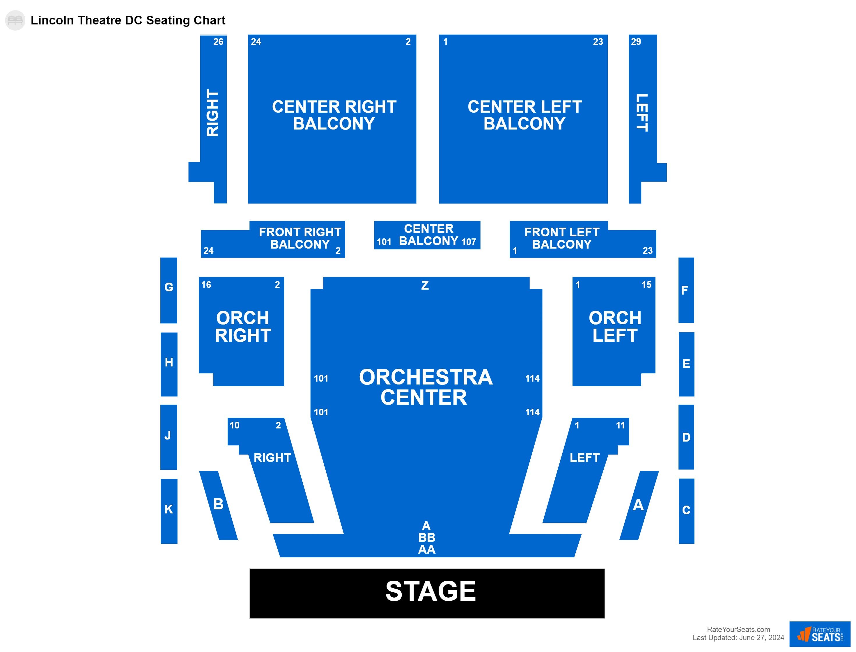 Comedy seating chart at Lincoln Theatre DC