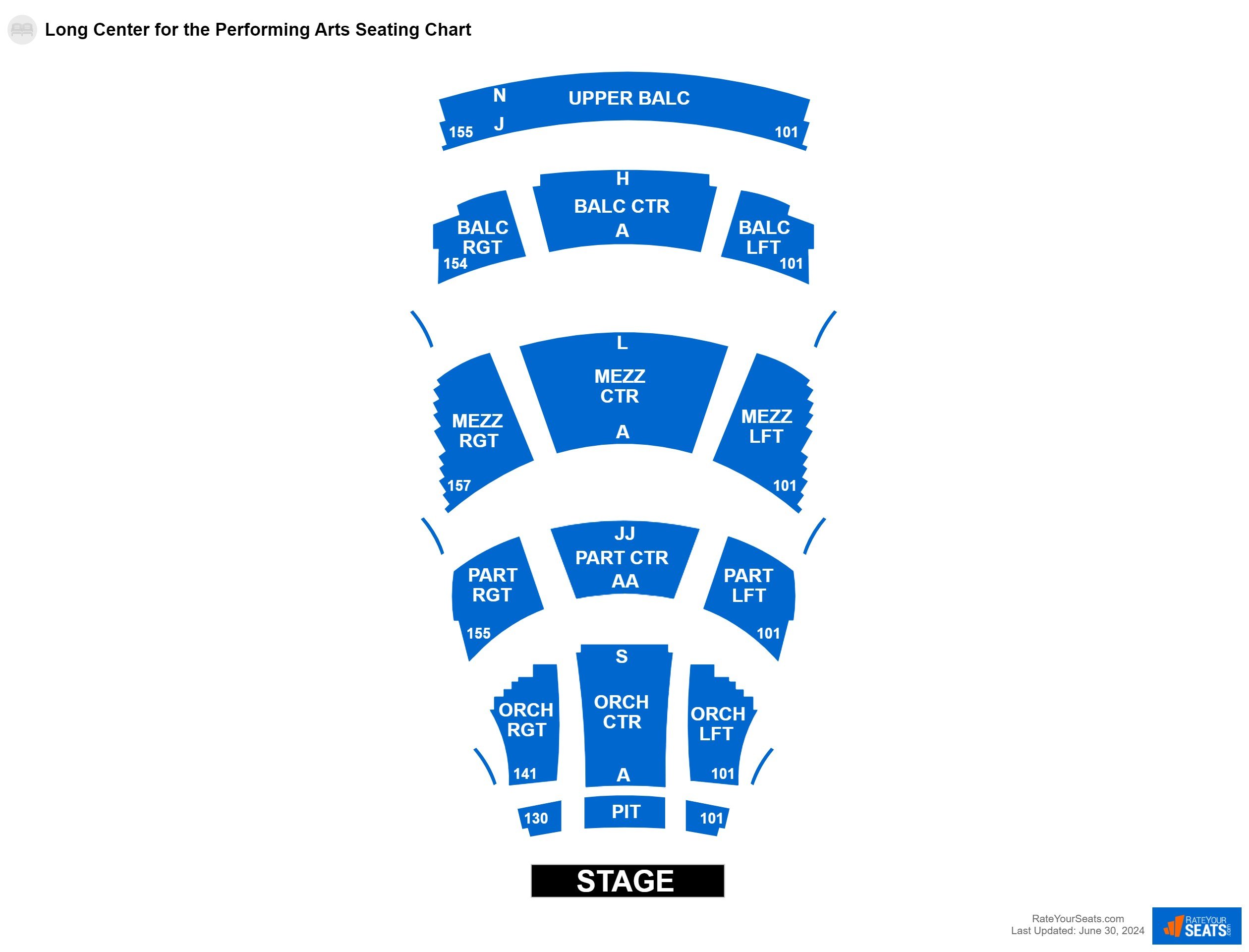 Concert seating chart at Long Center for the Performing Arts