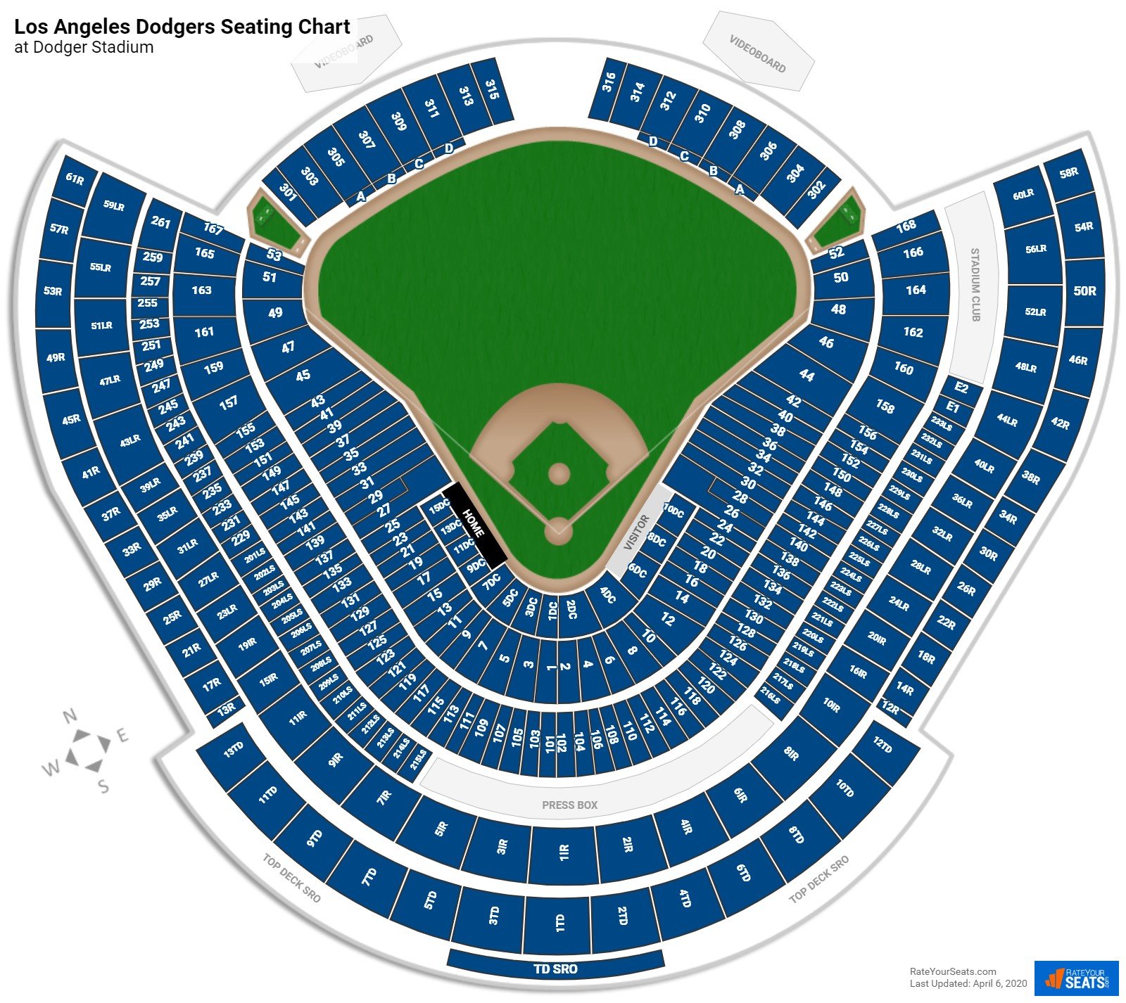 Los Angeles Dodgers Seating Charts At Dodger Stadium Rateyourseats Com