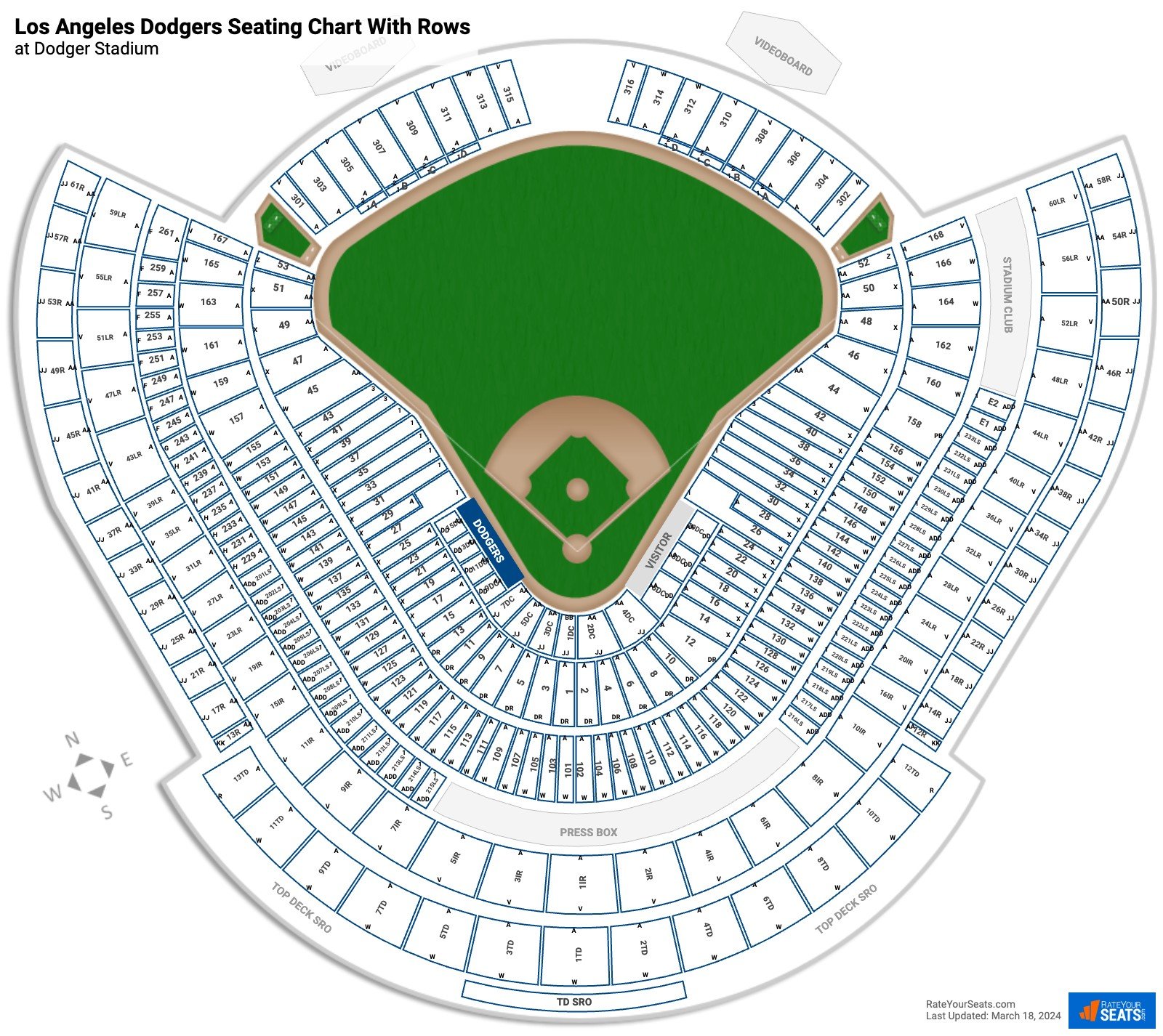 Los Angeles Dodgers Seating Charts At Dodger Stadium Rateyourseats Com