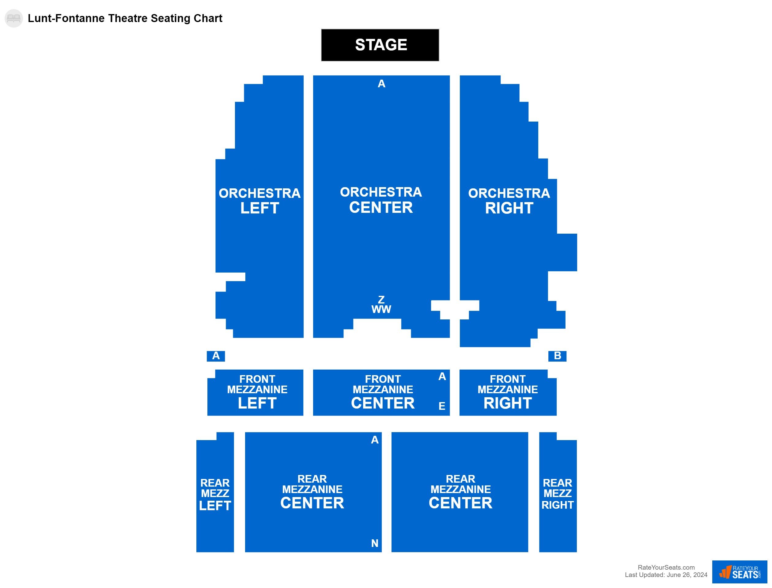 Comedy seating chart at Lunt-Fontanne Theatre