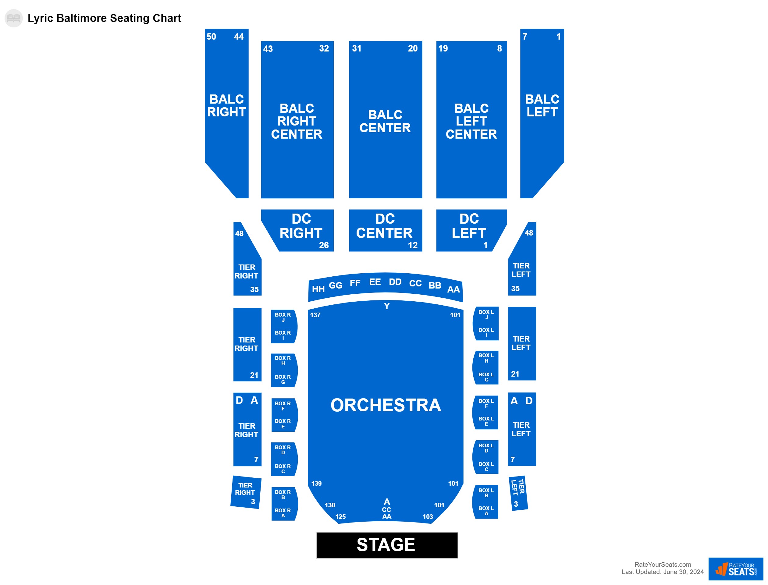 Comedy seating chart at Lyric Baltimore