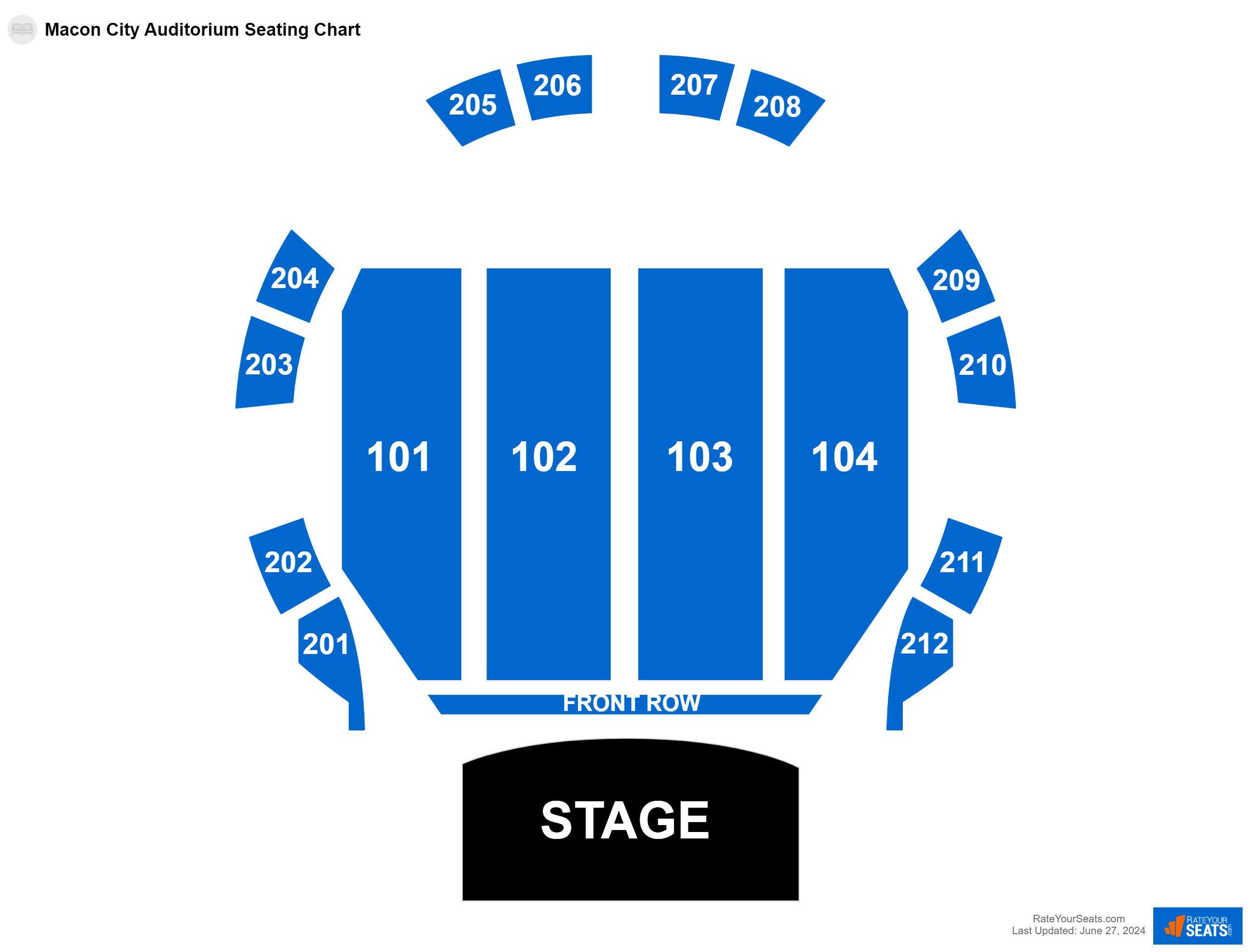 Concert seating chart at Macon City Auditorium