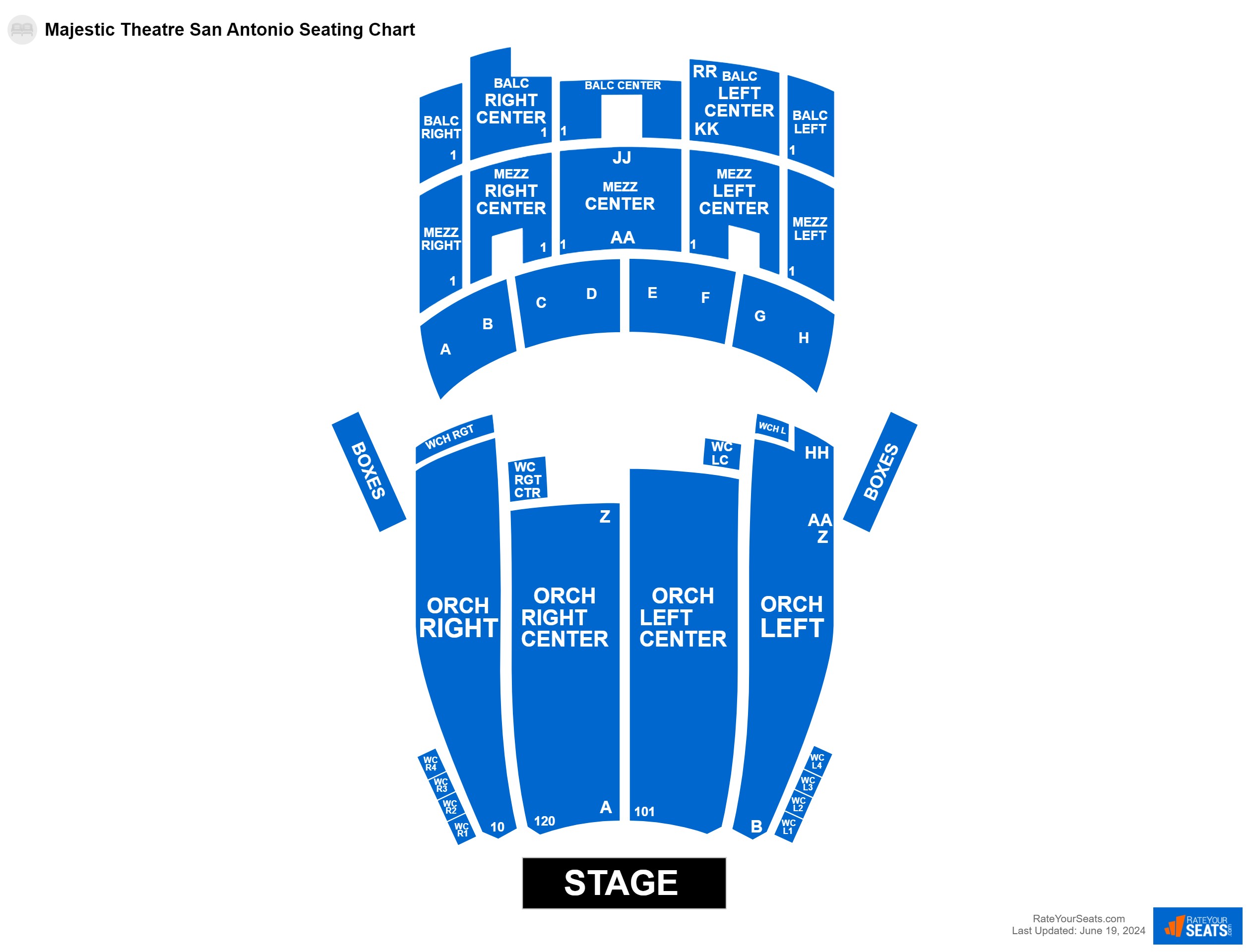 Comedy seating chart at Majestic Theatre San Antonio