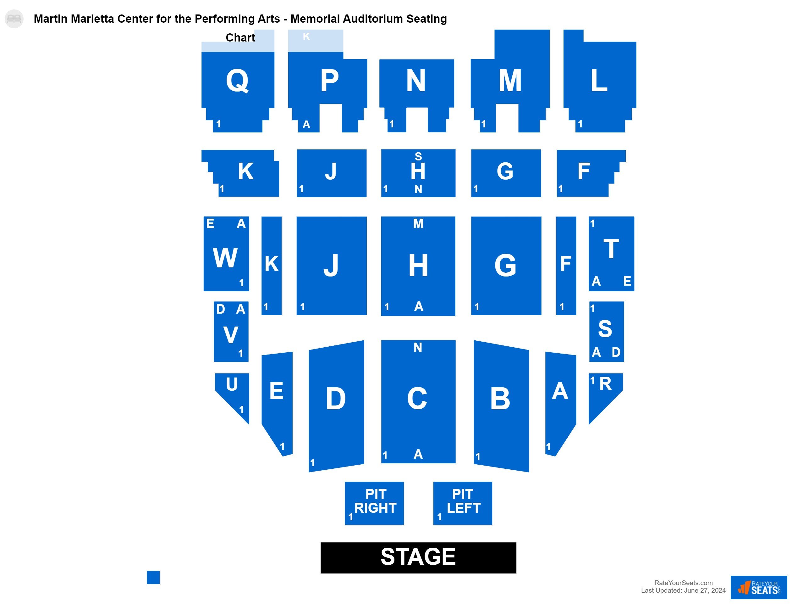 Comedy seating chart at Martin Marietta Center for the Performing Arts - Memorial Auditorium