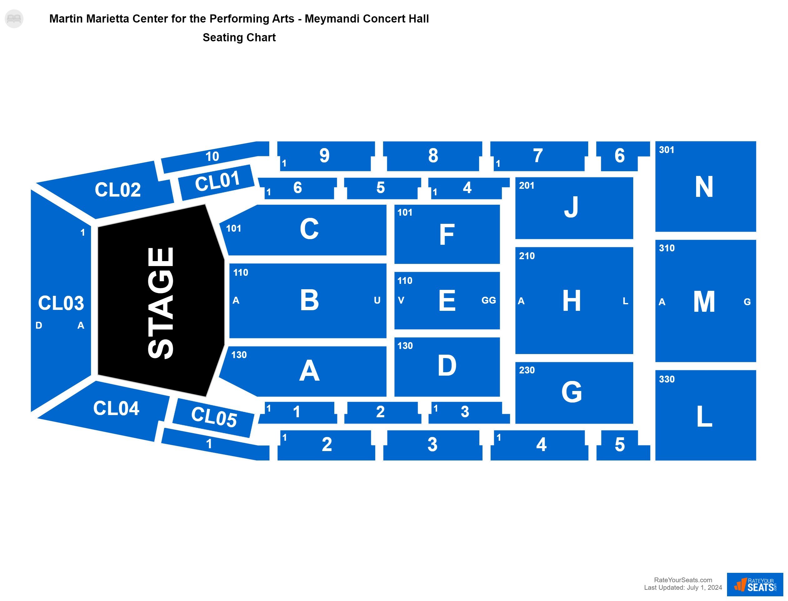 Comedy seating chart at Martin Marietta Center for the Performing Arts - Meymandi Concert Hall