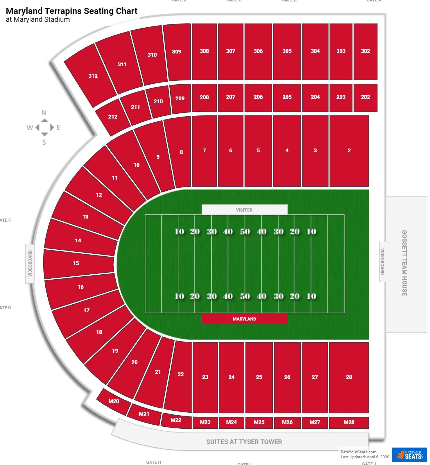 University Of Maryland Football Stadium Seating Chart Elcho Table 