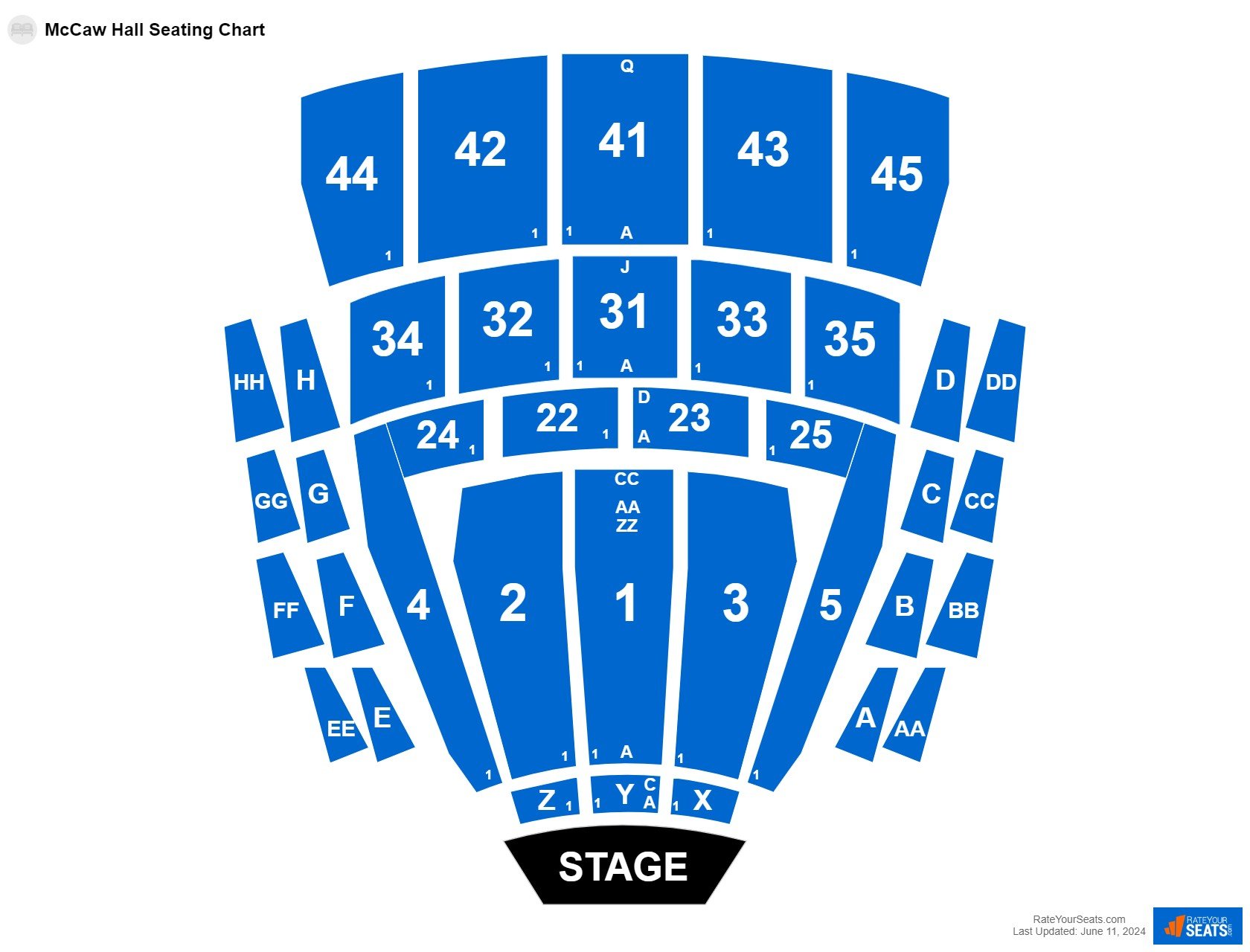 Comedy seating chart at McCaw Hall