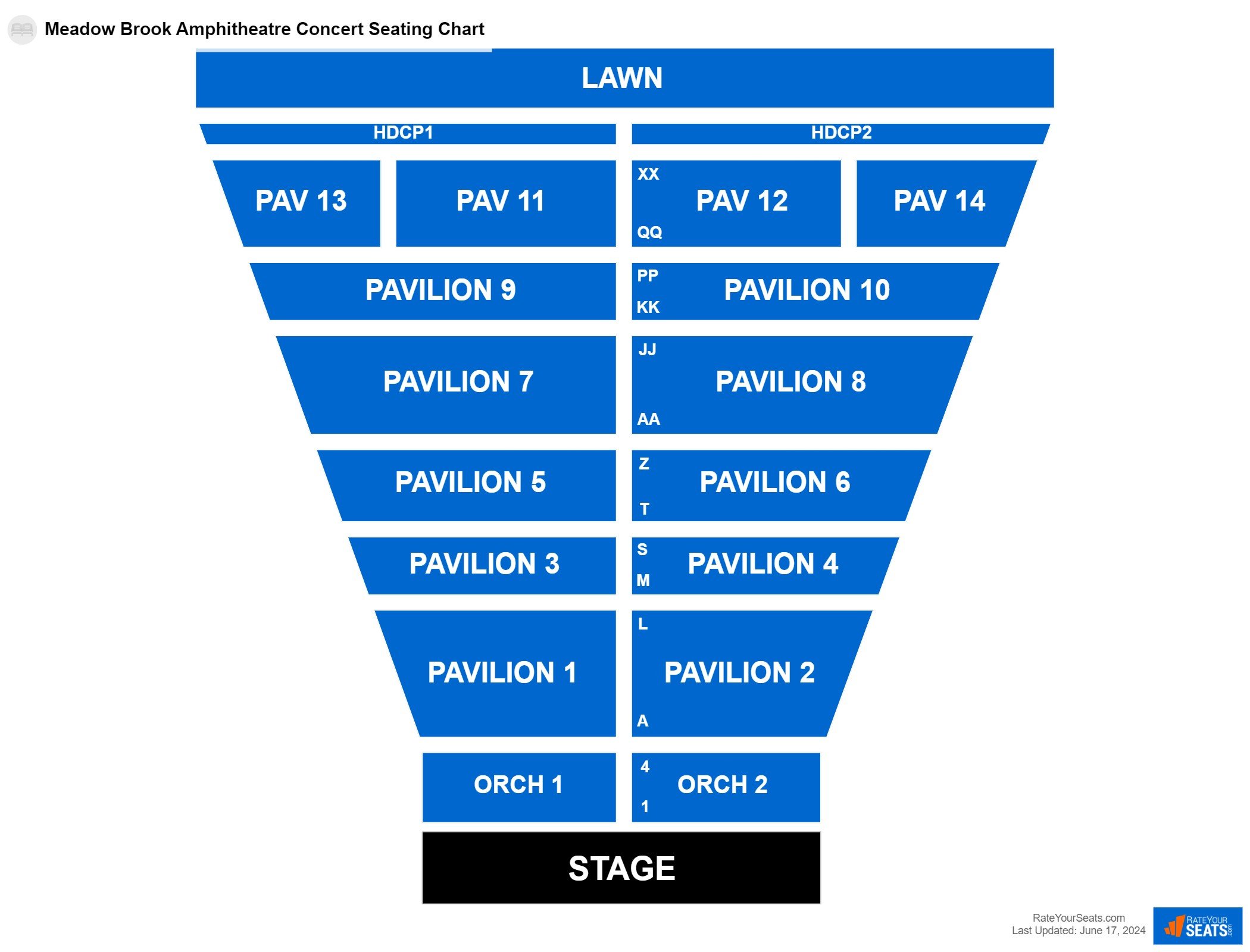 Concert seating chart at Meadow Brook Amphitheatre