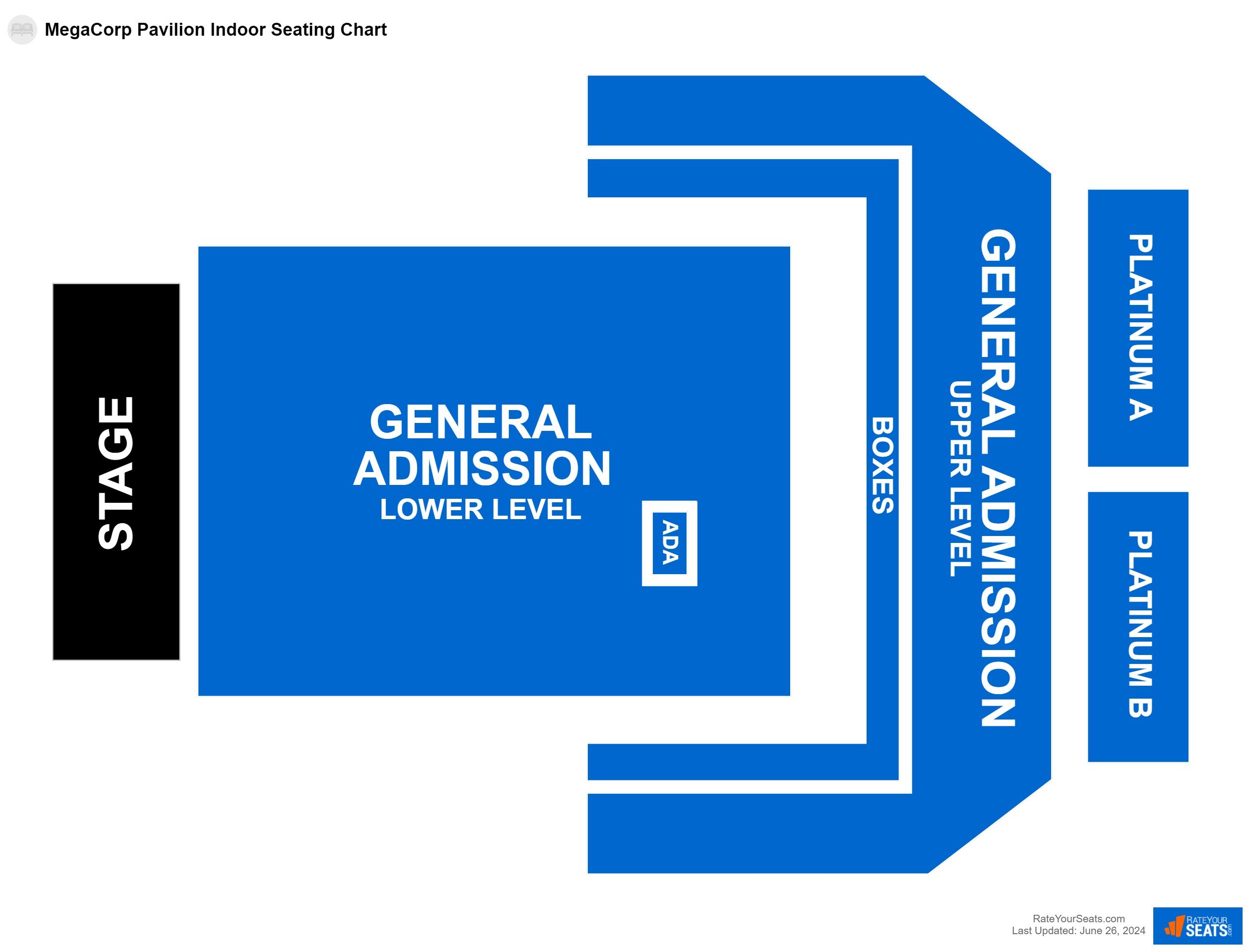 Concert seating chart at MegaCorp Pavilion