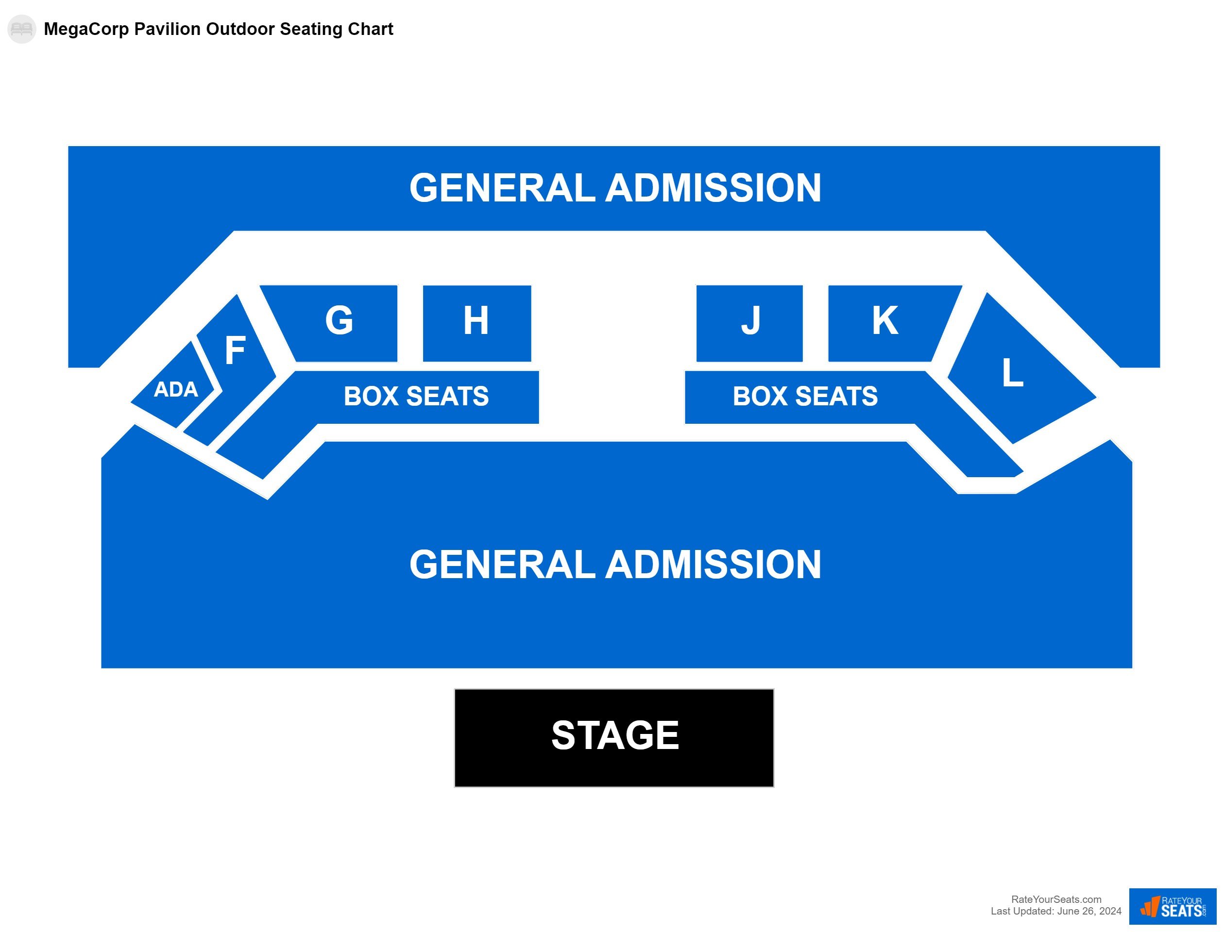 Concert seating chart at MegaCorp Pavilion