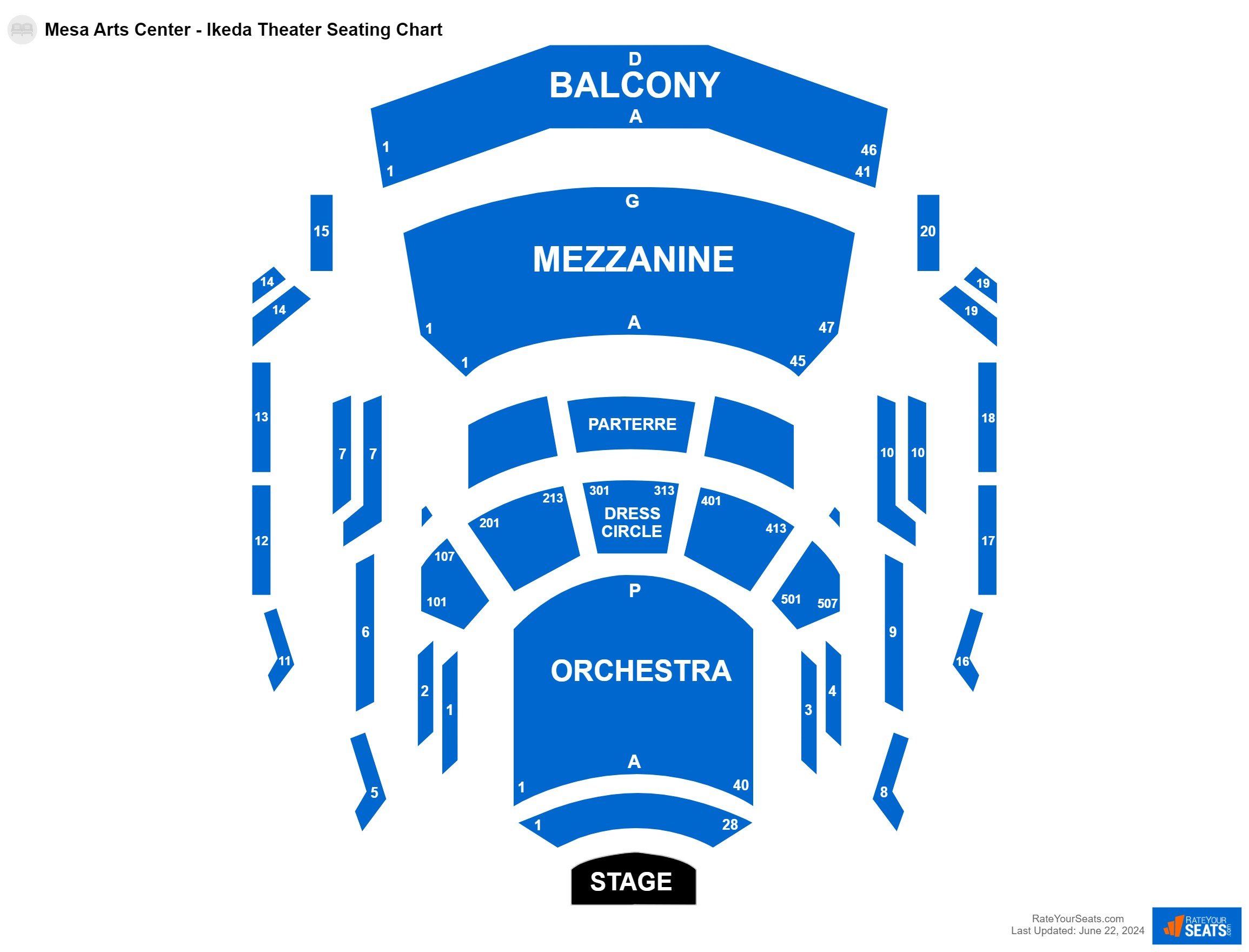 Comedy seating chart at Mesa Arts Center - Ikeda Theater