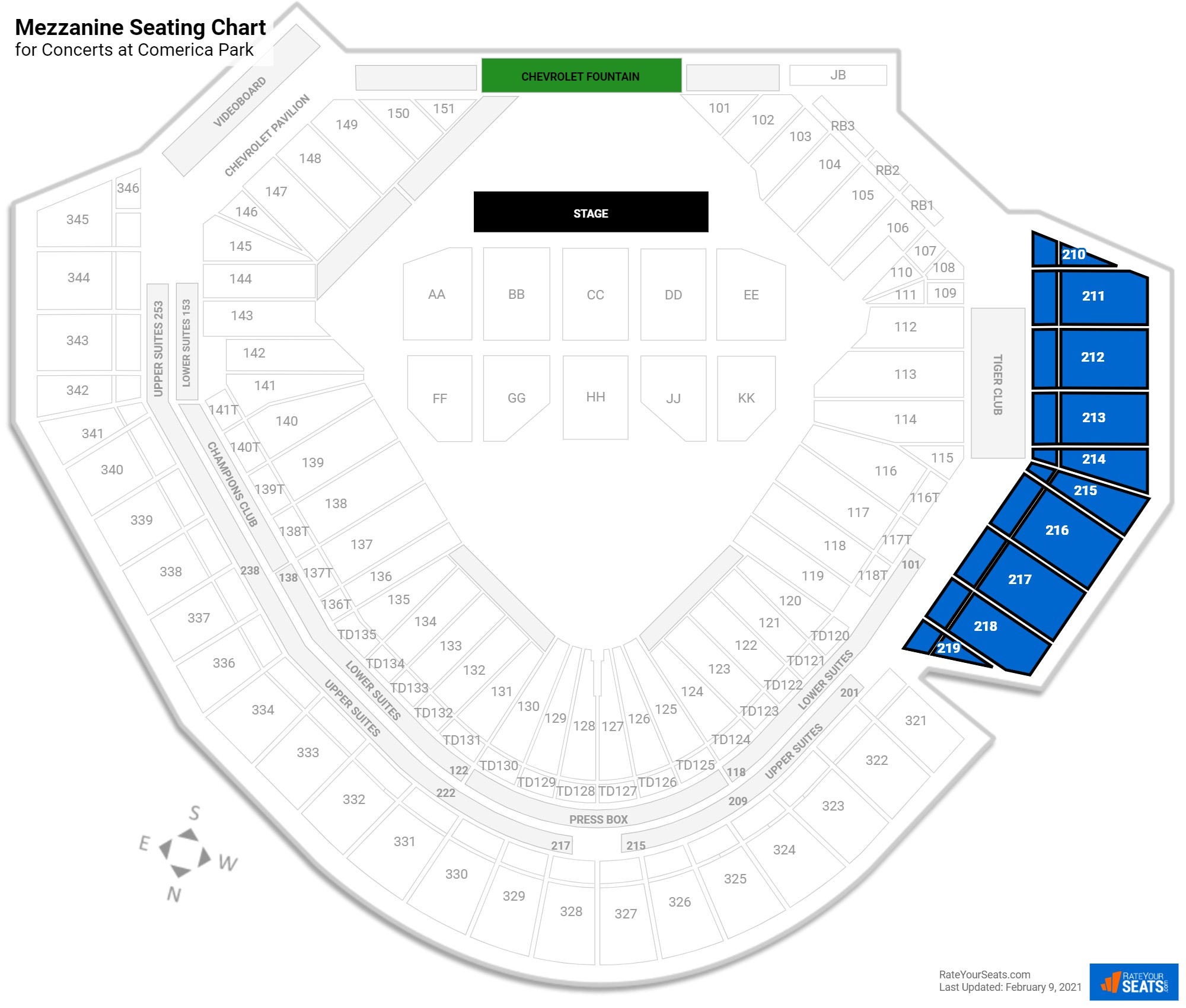 Comerica Park Seating for Concerts