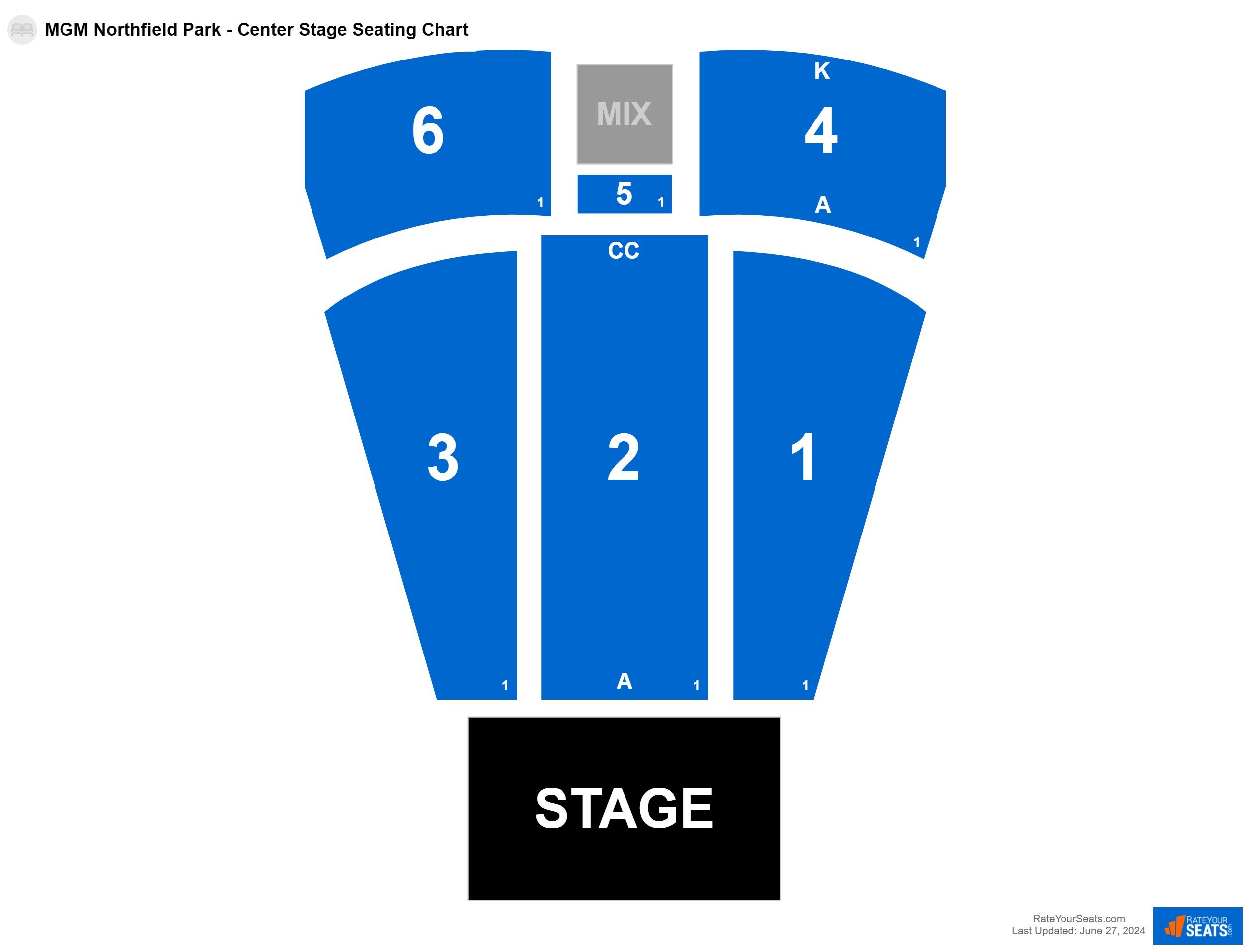 Comedy seating chart at MGM Northfield Park - Center Stage