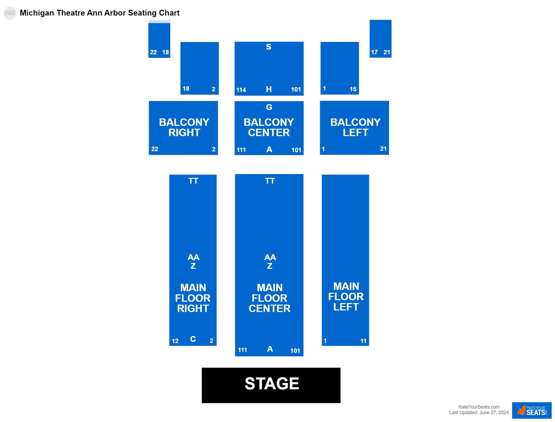 Comedy seating chart at Michigan Theatre Ann Arbor