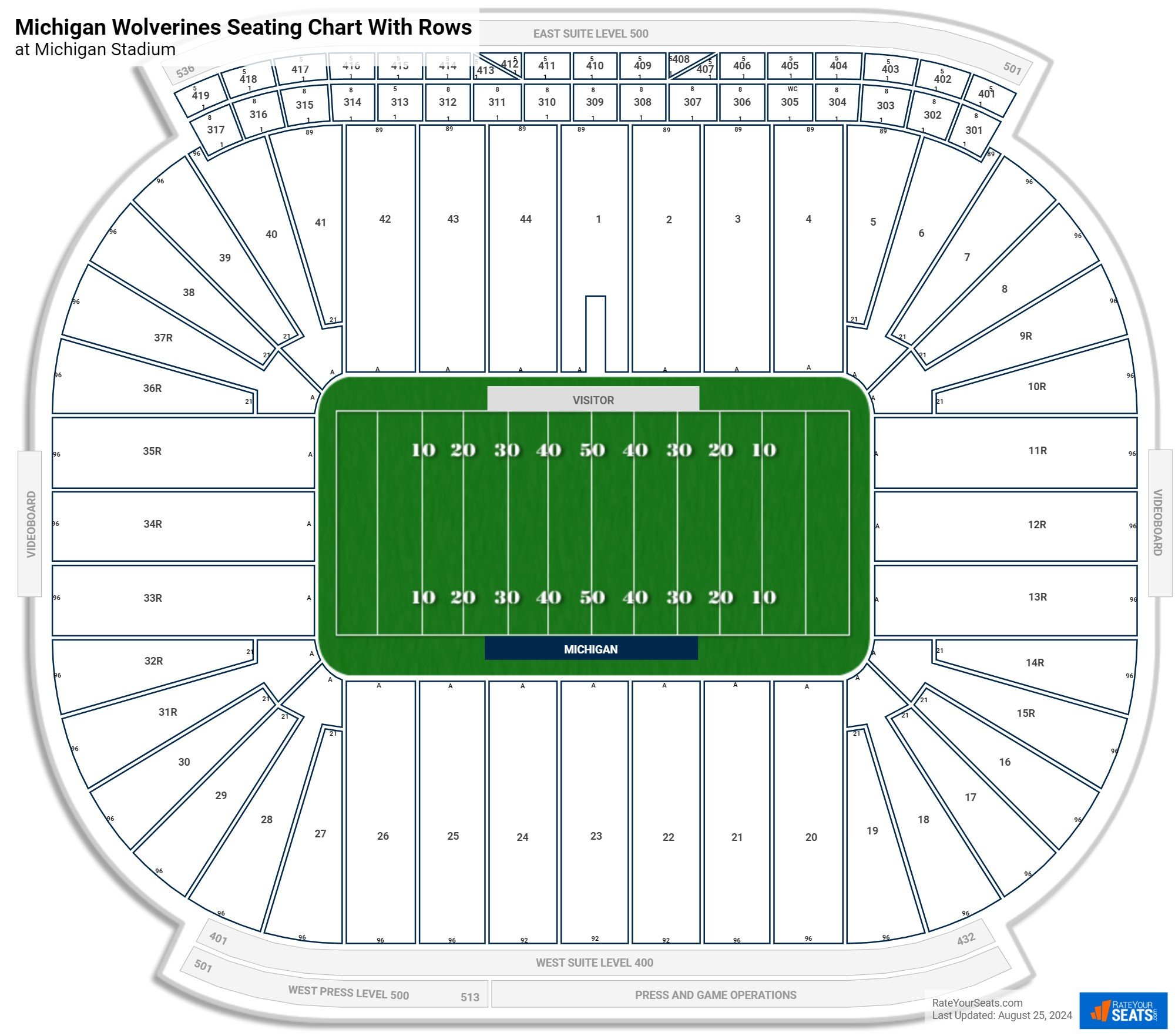 Big House Michigan Stadium Seating Chart With Rows And Seat Numbers Tutorial Pics