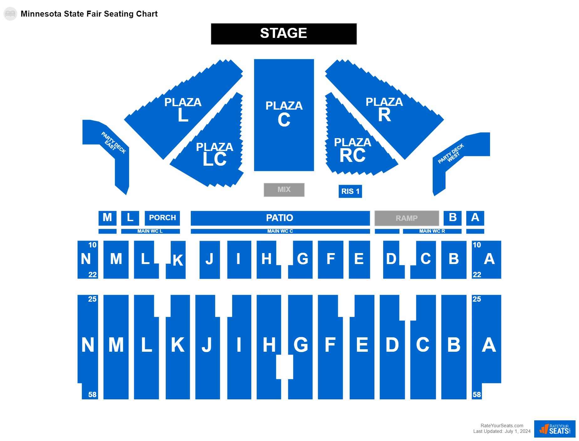 Comedy seating chart at Minnesota State Fair