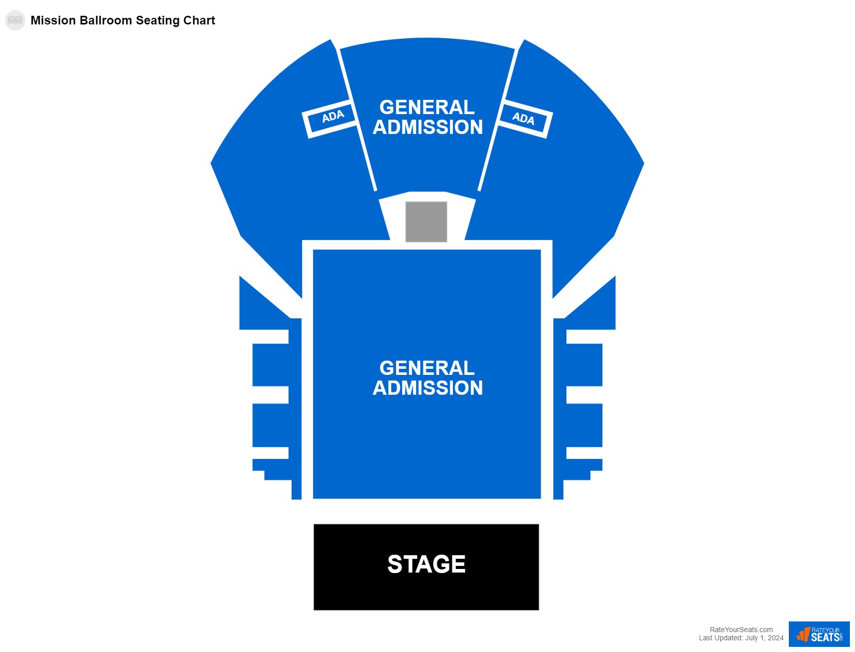 Concert seating chart at Mission Ballroom